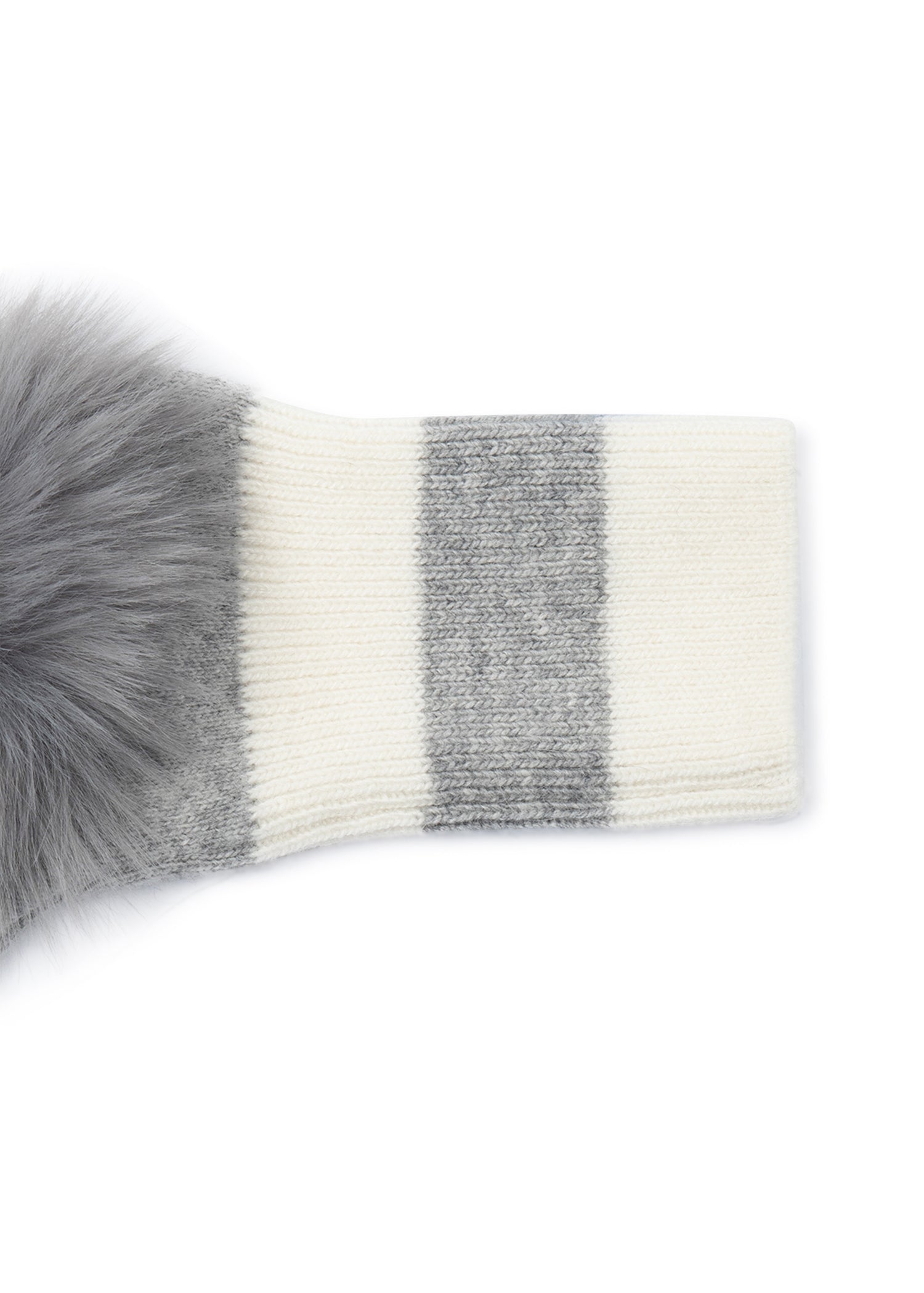 Heather/White Stripe Fluff Fingerless Glove