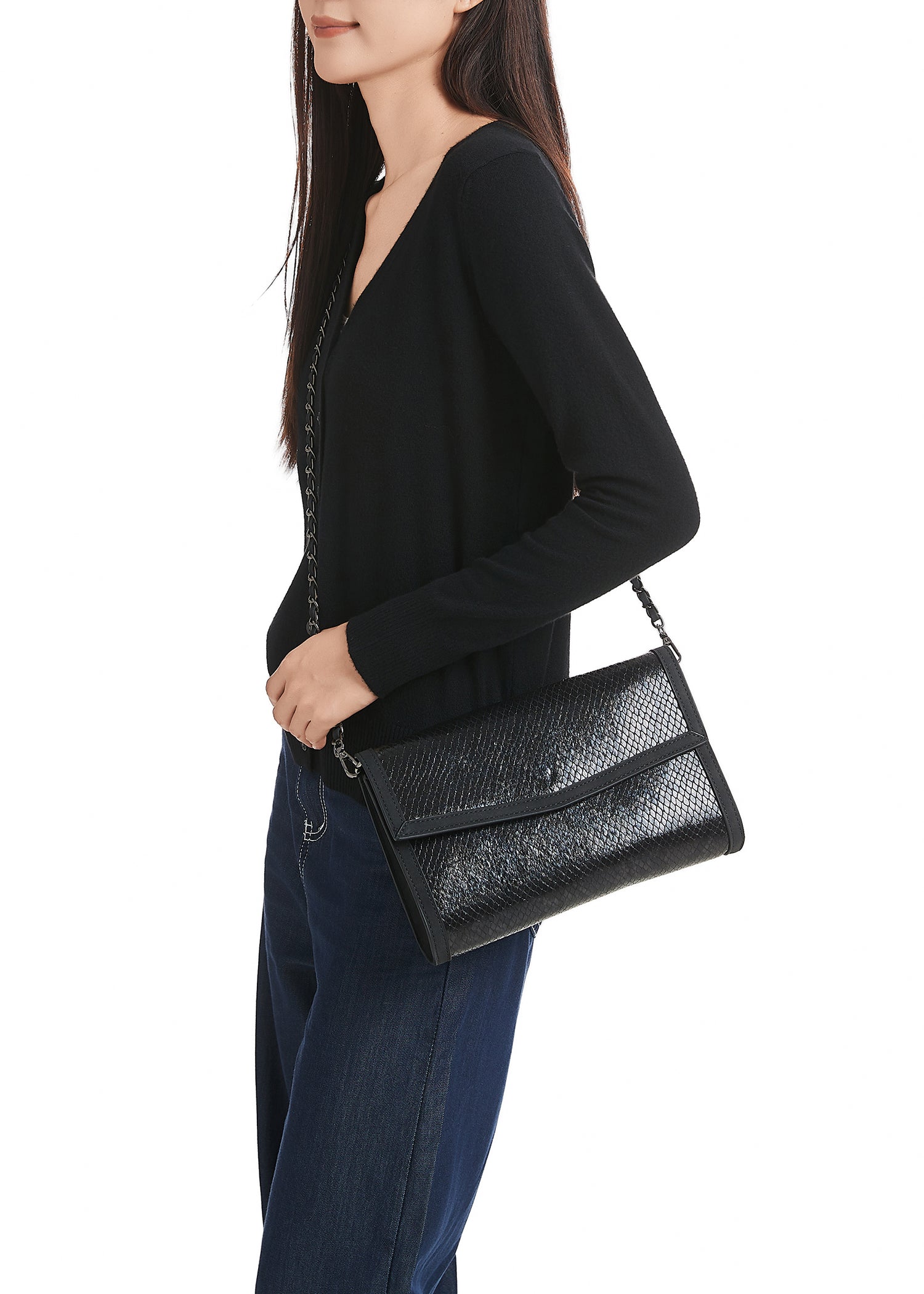 Beth Smoke Snake Clutch - FINAL SALE