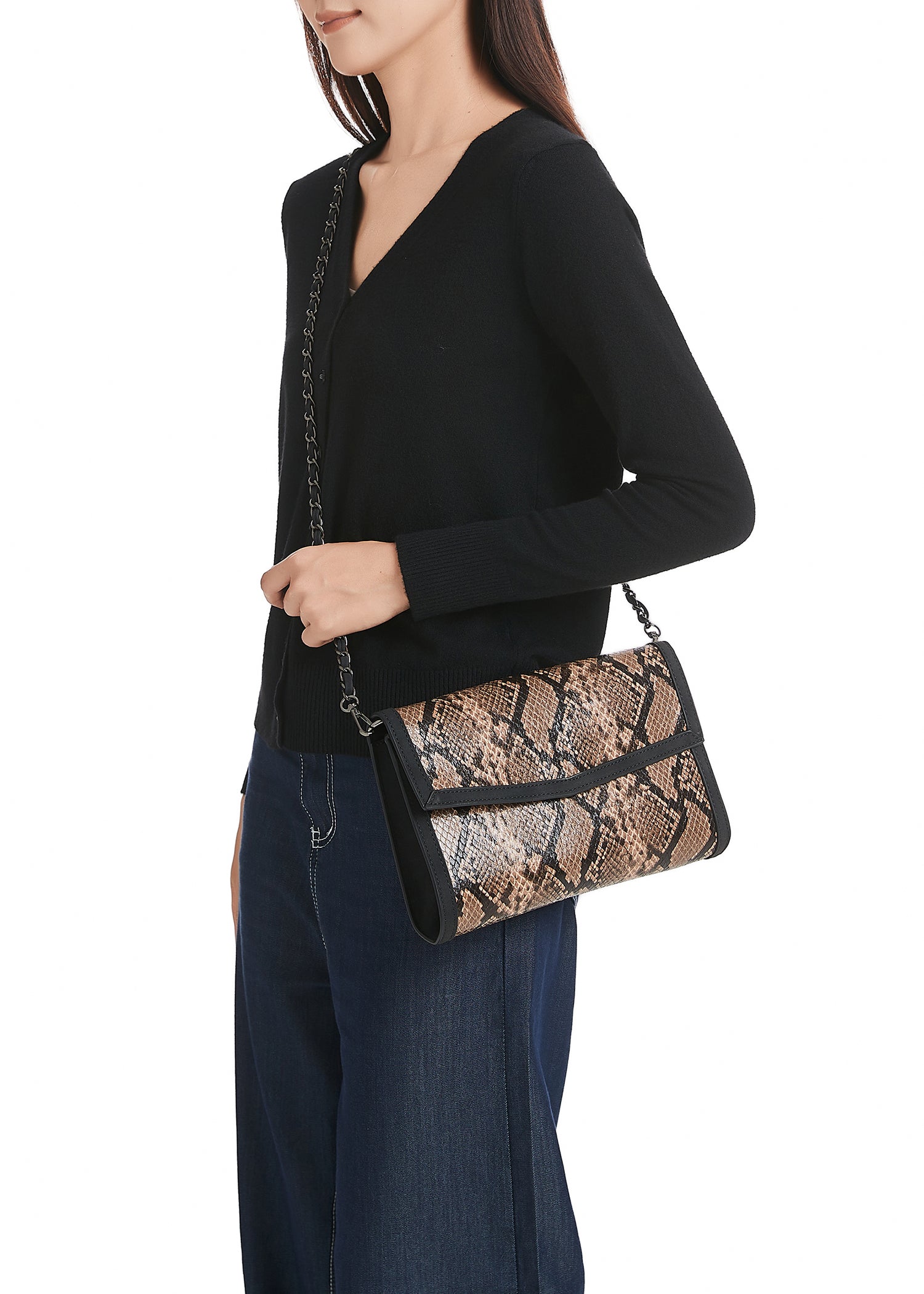 Beth Coffee Snake Clutch - FINAL SALE