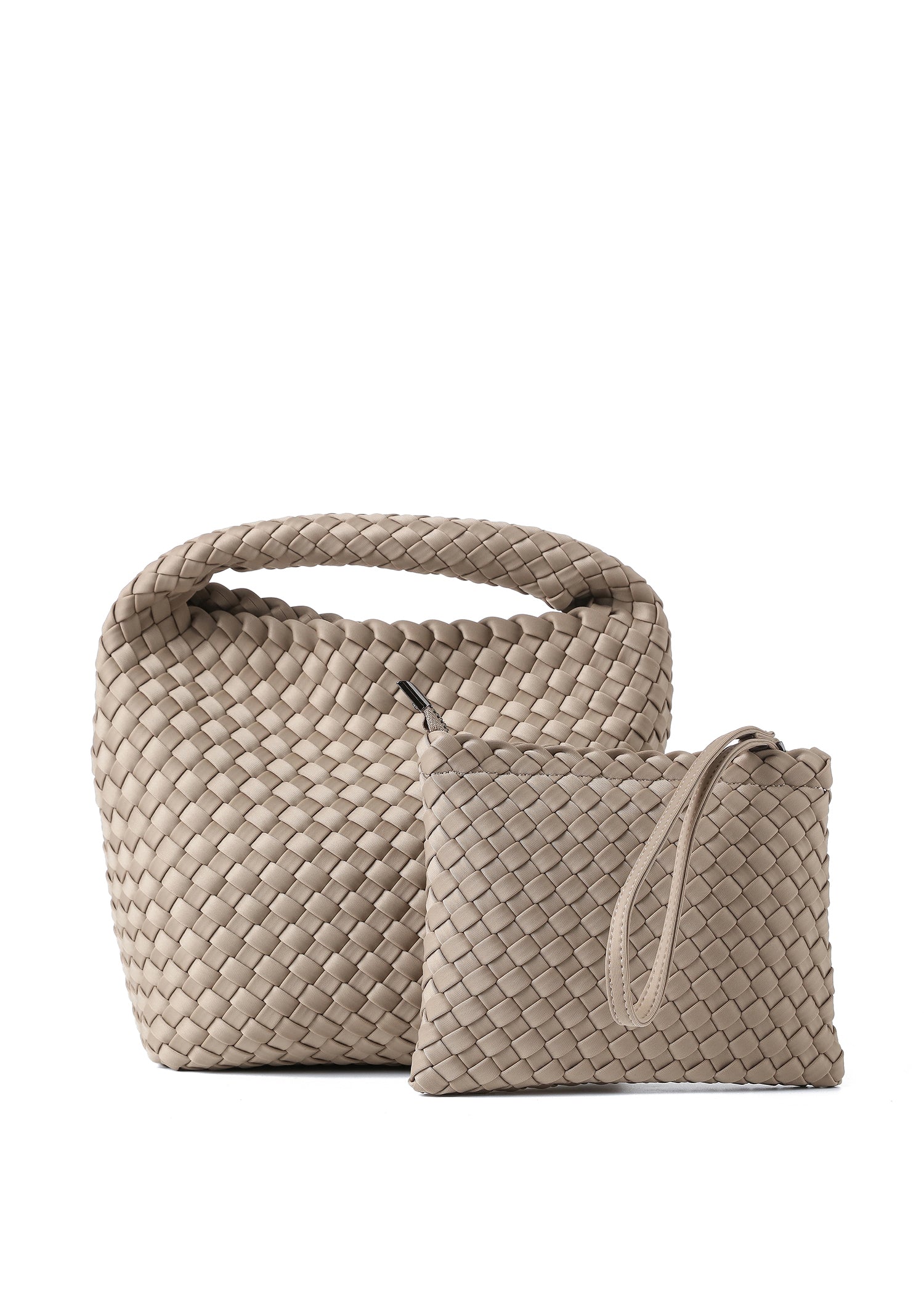 Shelly Taupe Woven Bucket Bag
