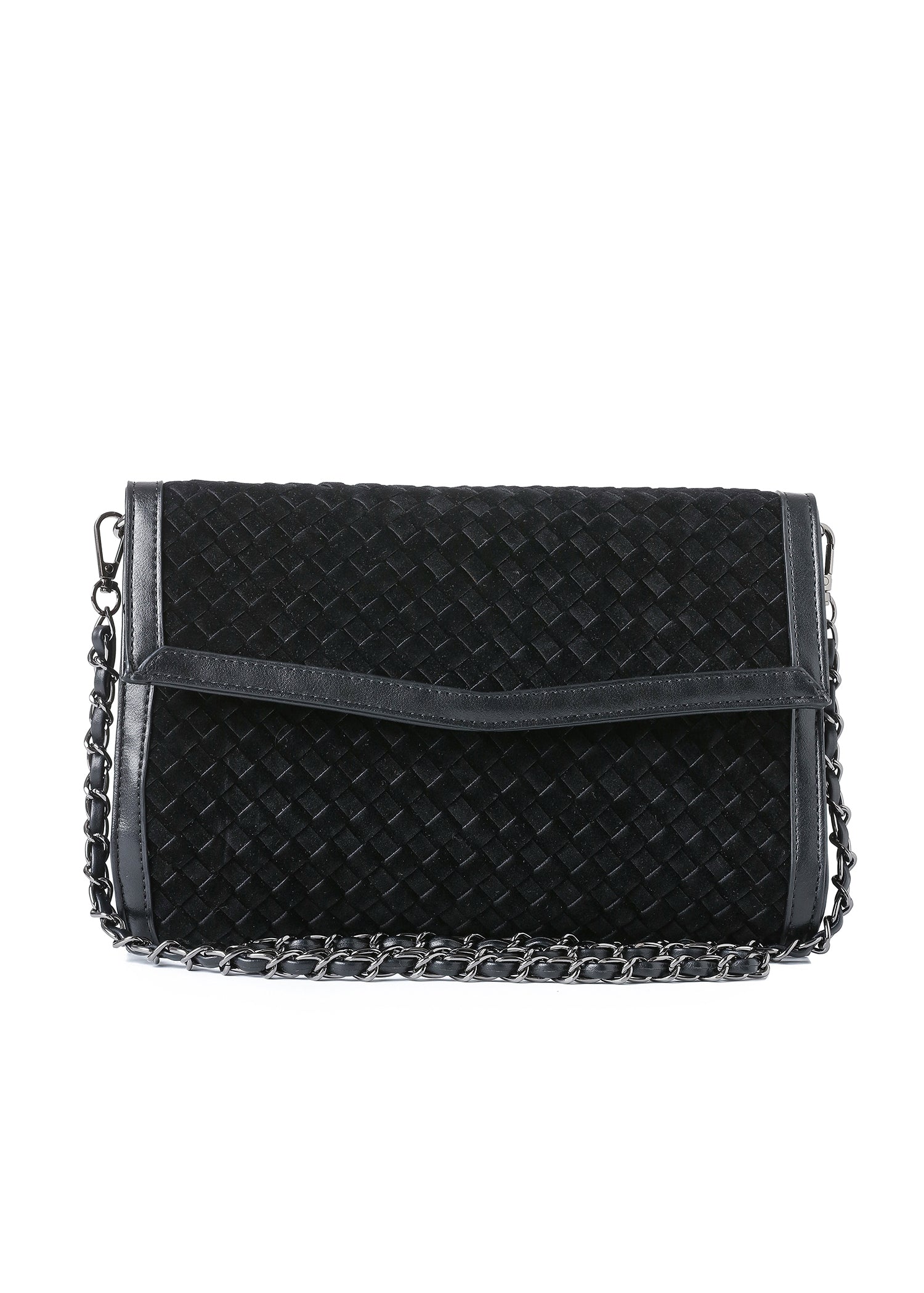 Beth Black Woven Clutch