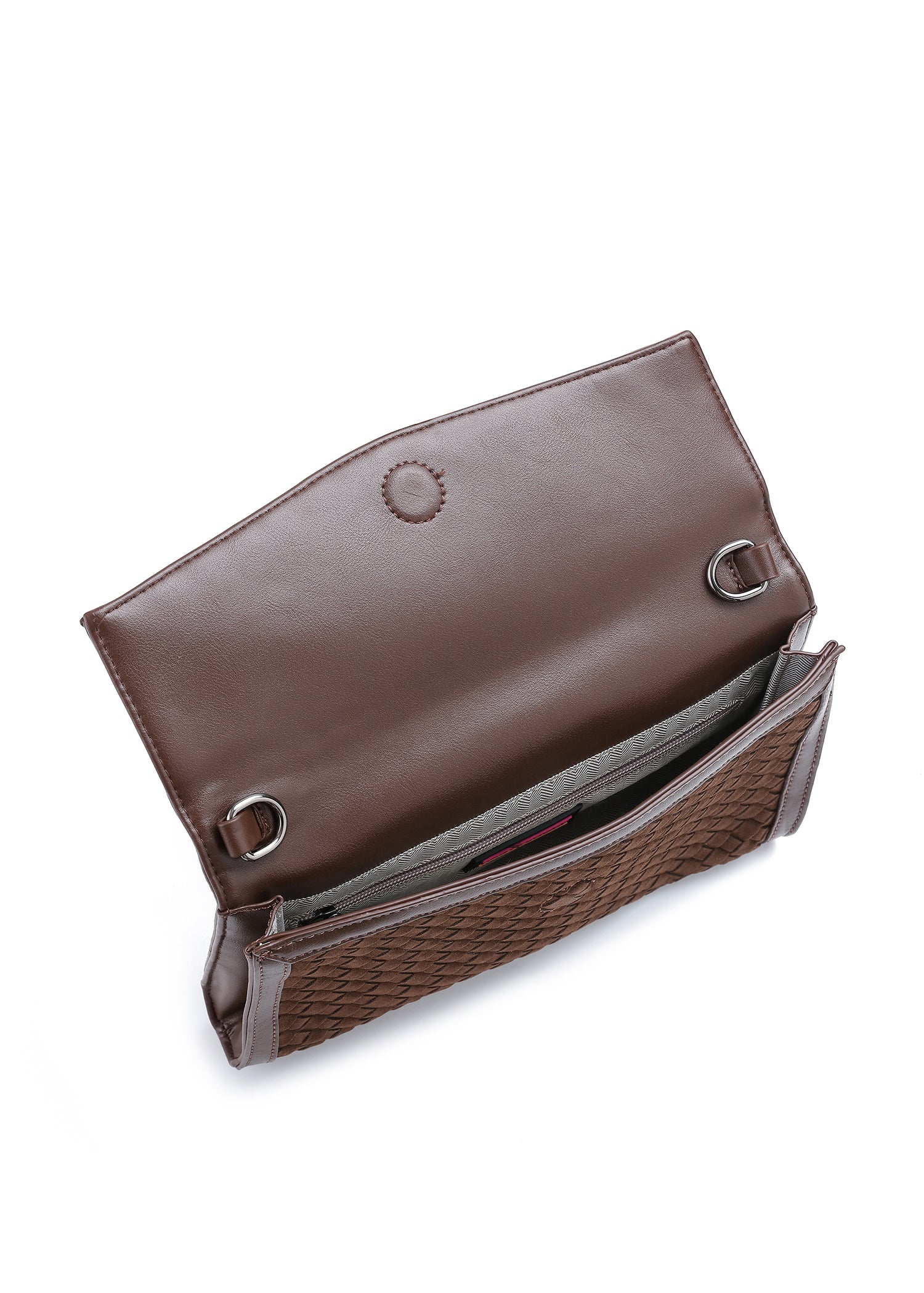 Beth Chocolate Woven Clutch