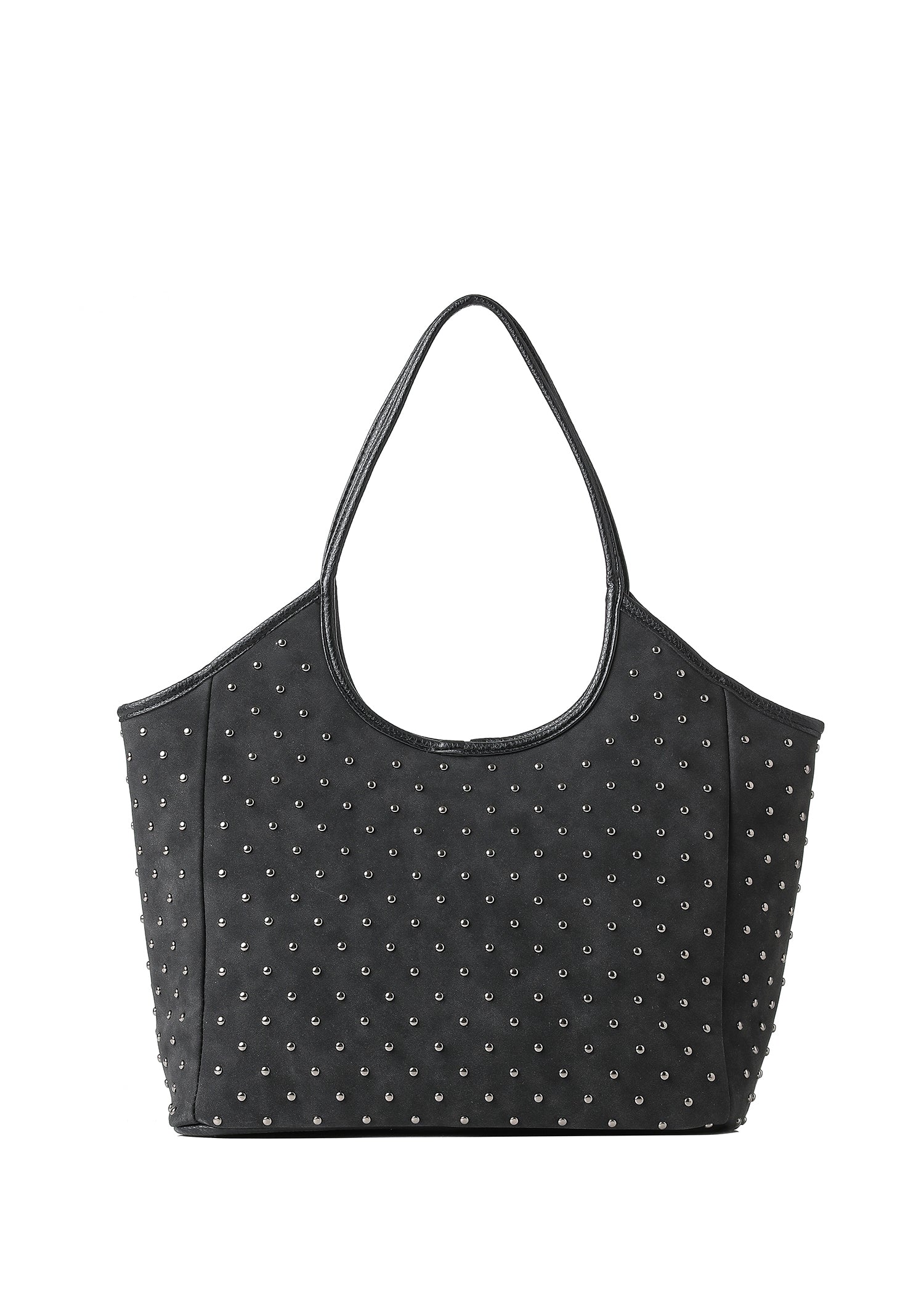 Isla Black Suede Studded Tote