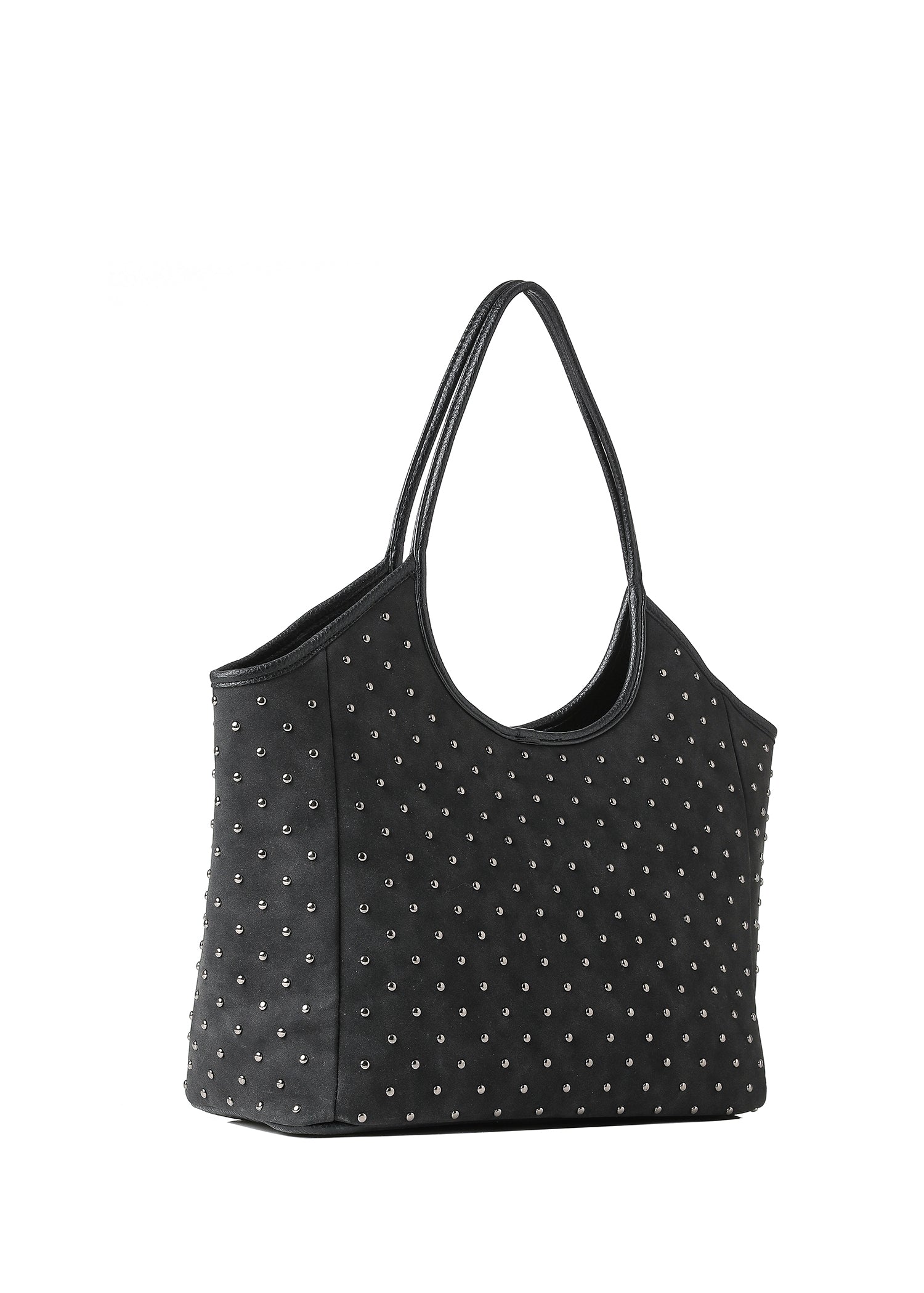 Isla Black Suede Studded Tote