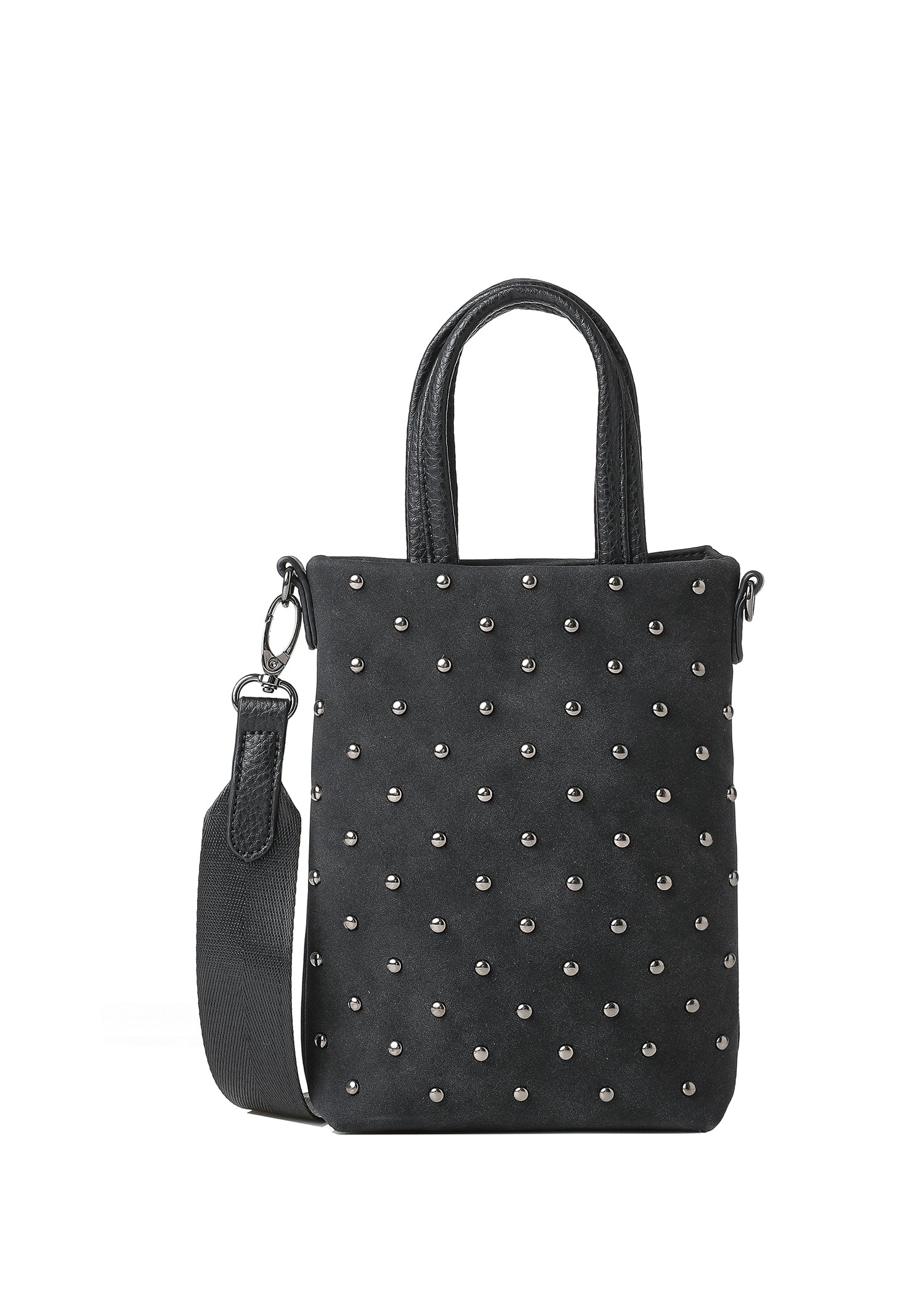 Mila Black Studded Suede Phone Crossbody Bag