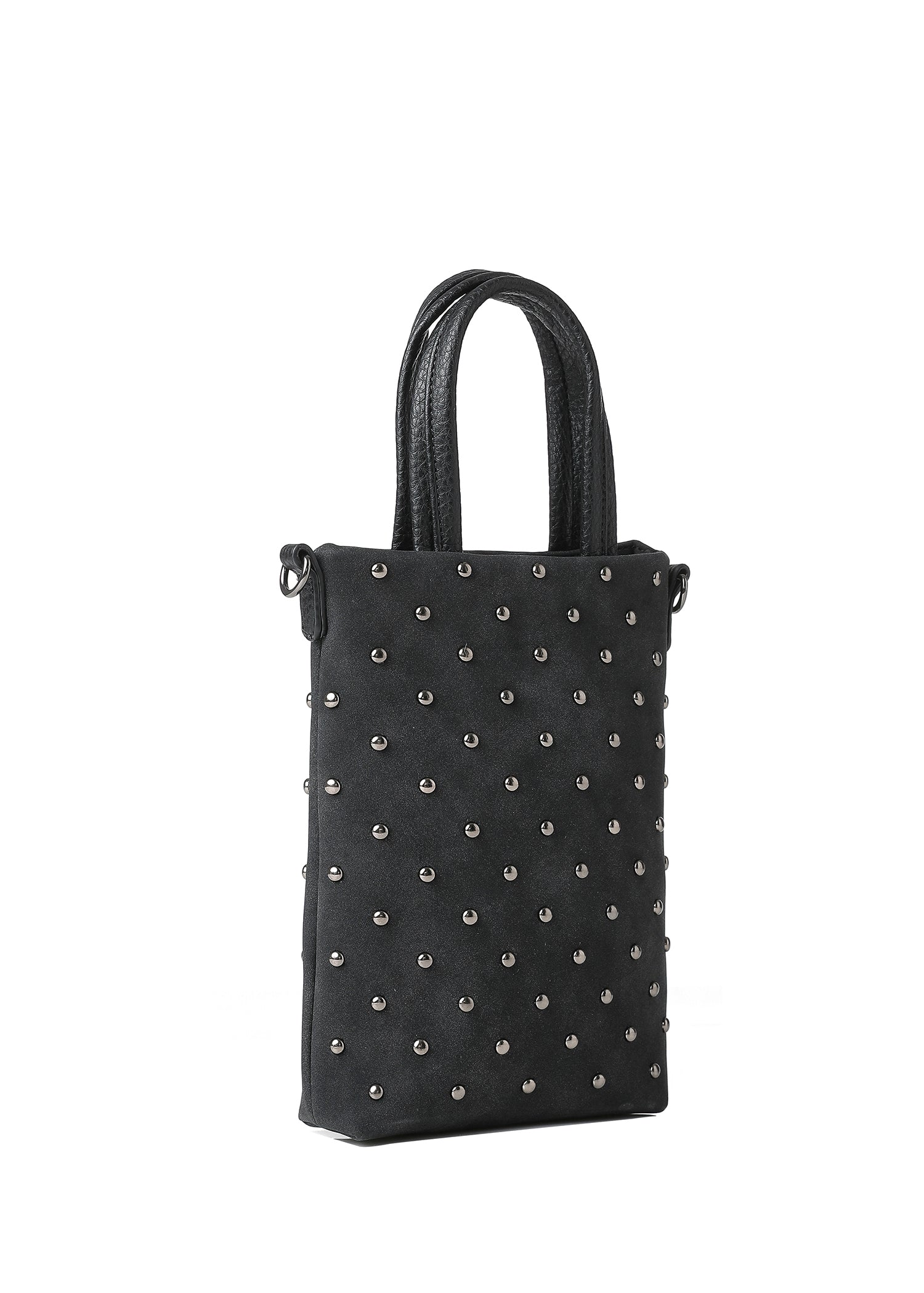 Mila Black Studded Suede Phone Crossbody Bag
