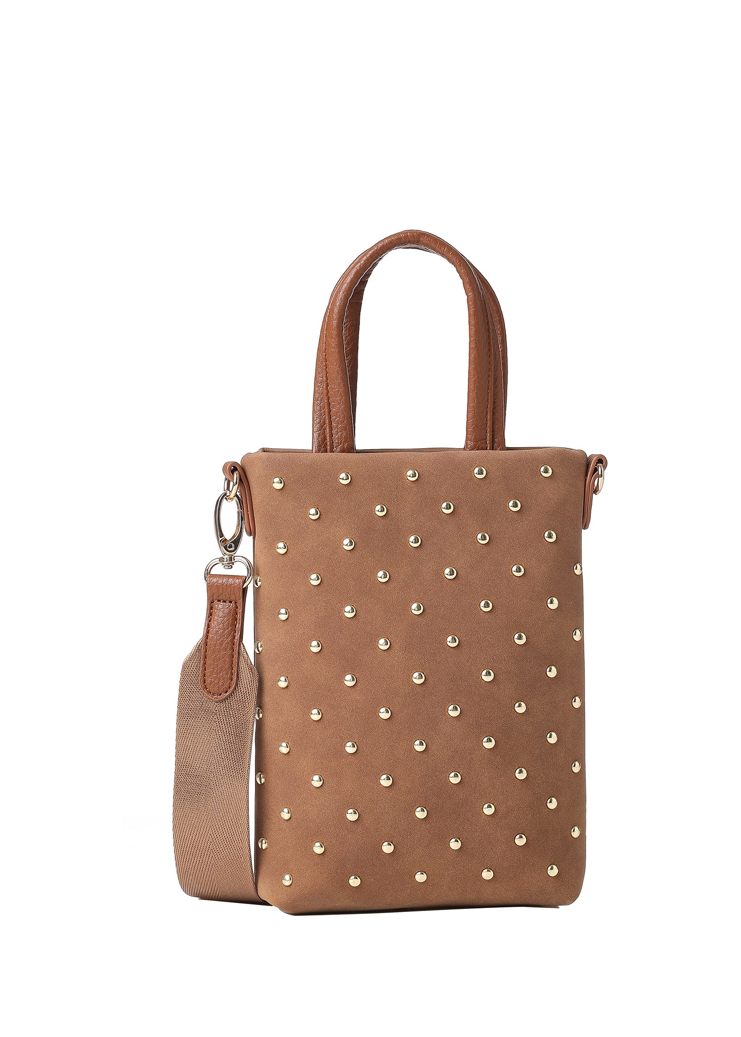 Mila Saddle Studded Suede Phone Crossbody Bag