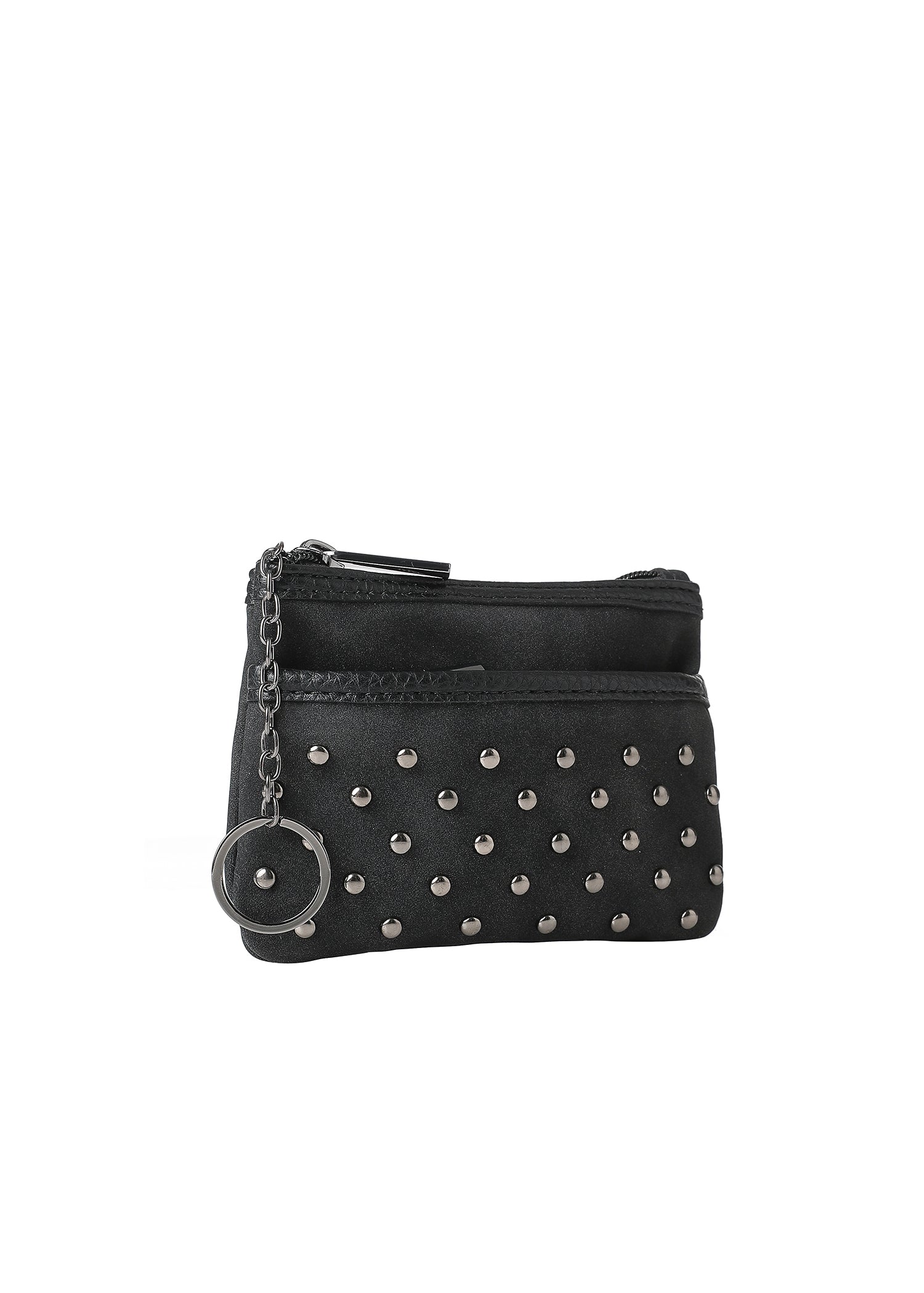 Max Black Studded Suede Card Case