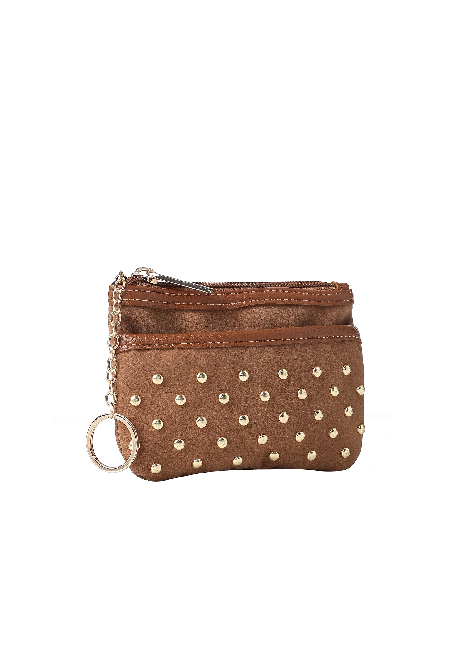 Max Saddle Studded Suede Card Case