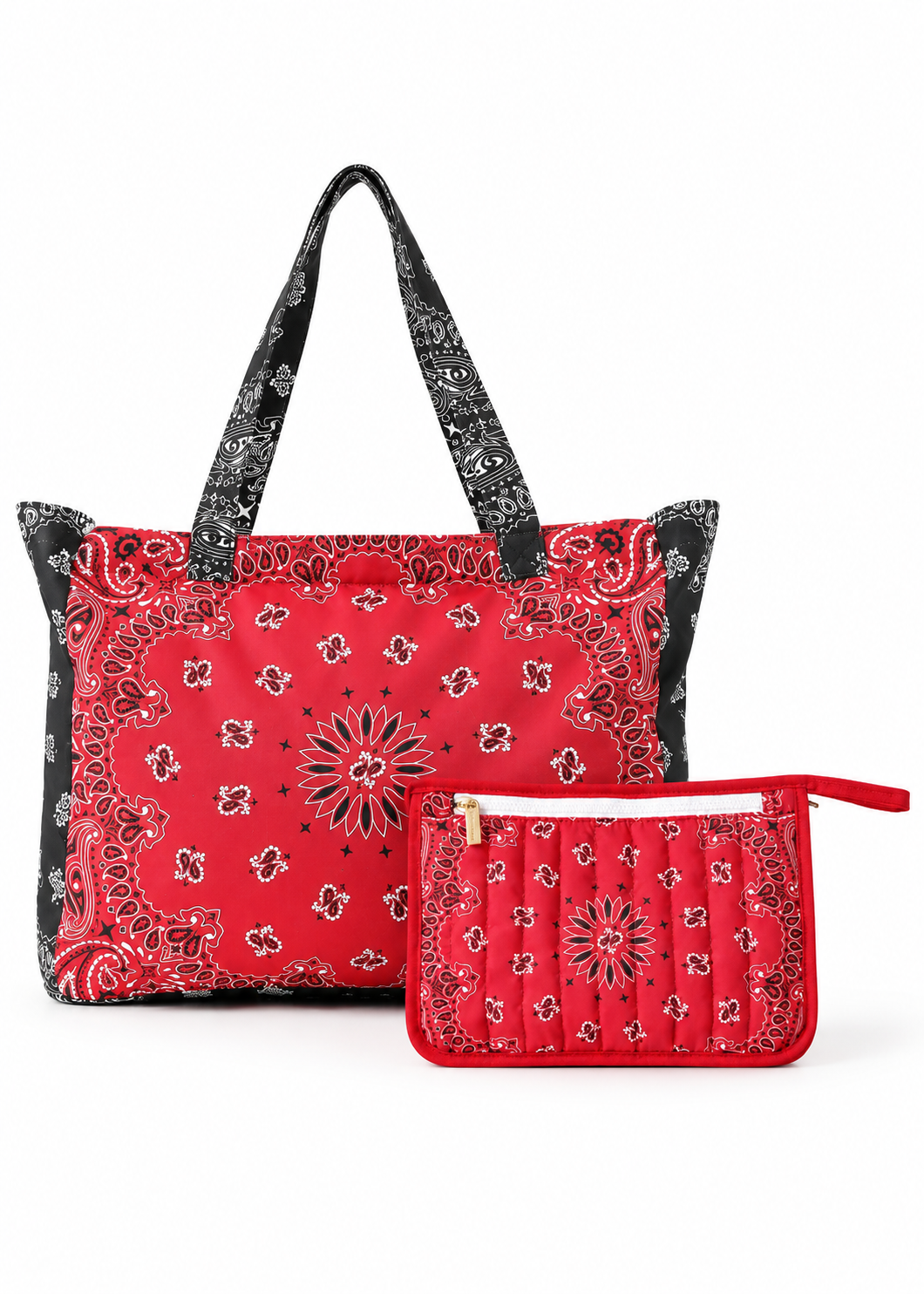 Bailey Red/Black Bandana Tote & Beau Red Pouch