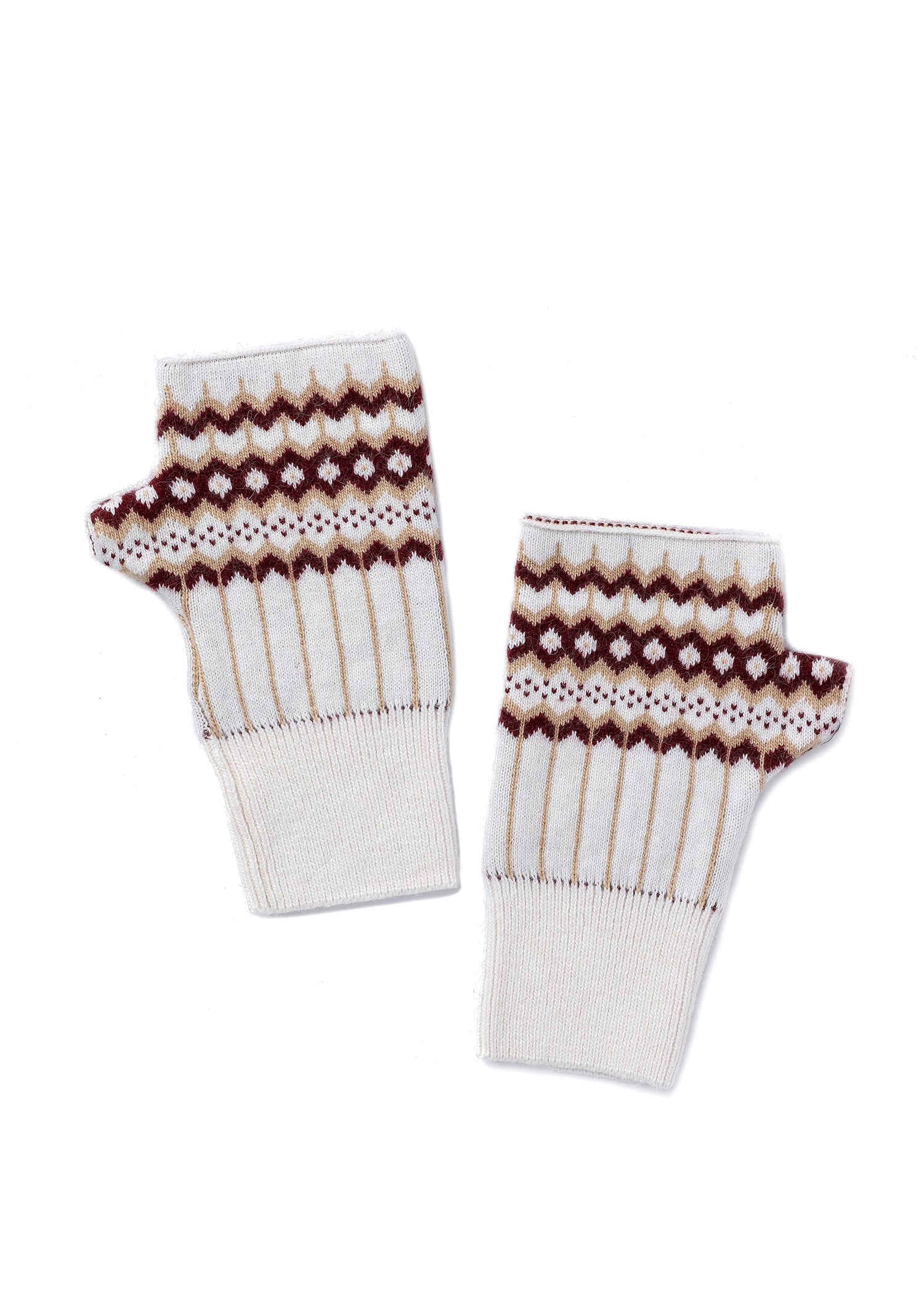 Fair Isle Fingerless Glove Cream