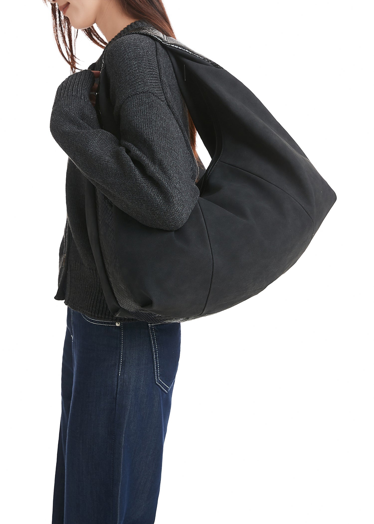 Loren Black Suede Hobo Bag - FINAL SALE