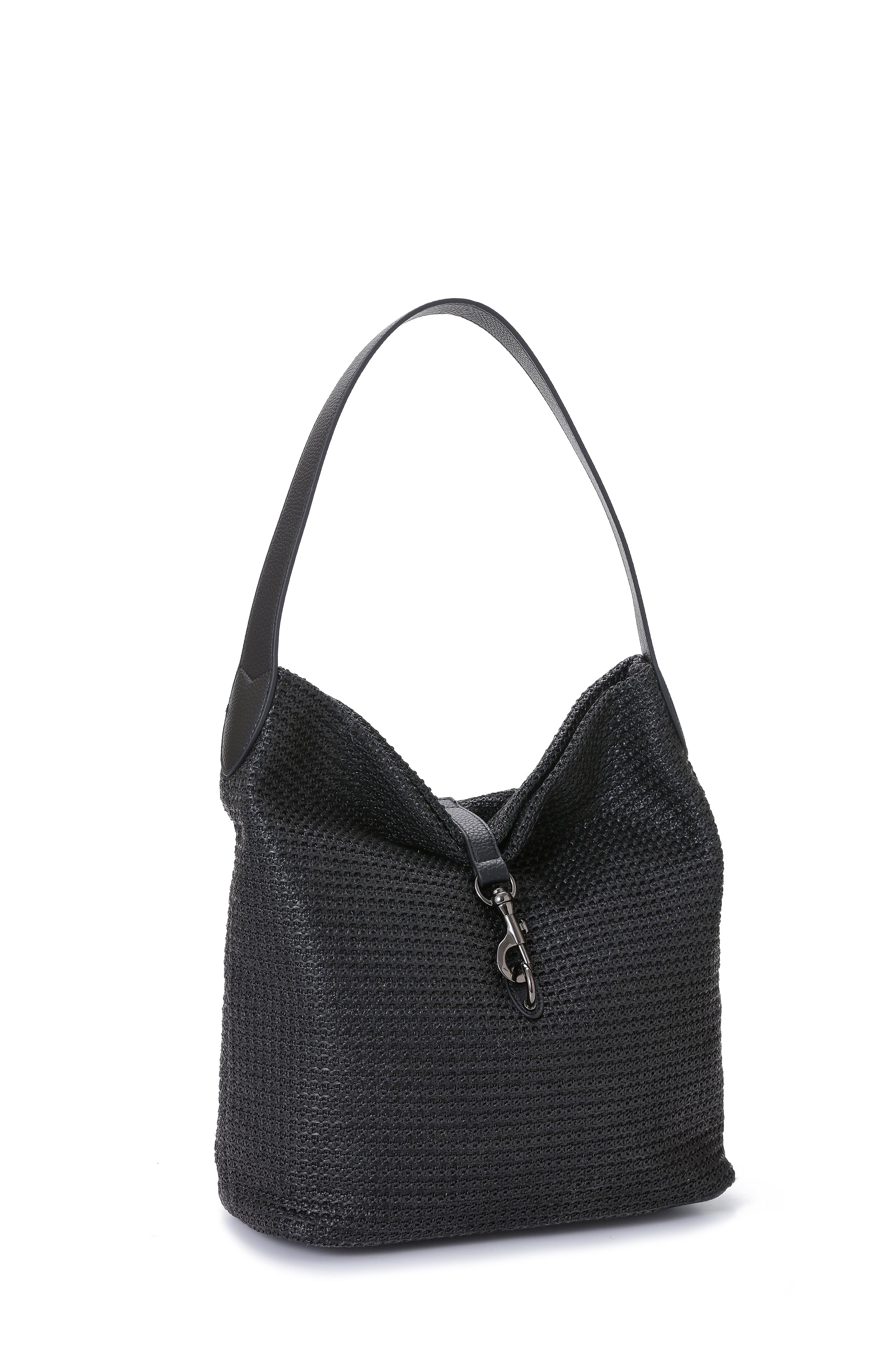 Sandy Black Raffia Shoulder Bag