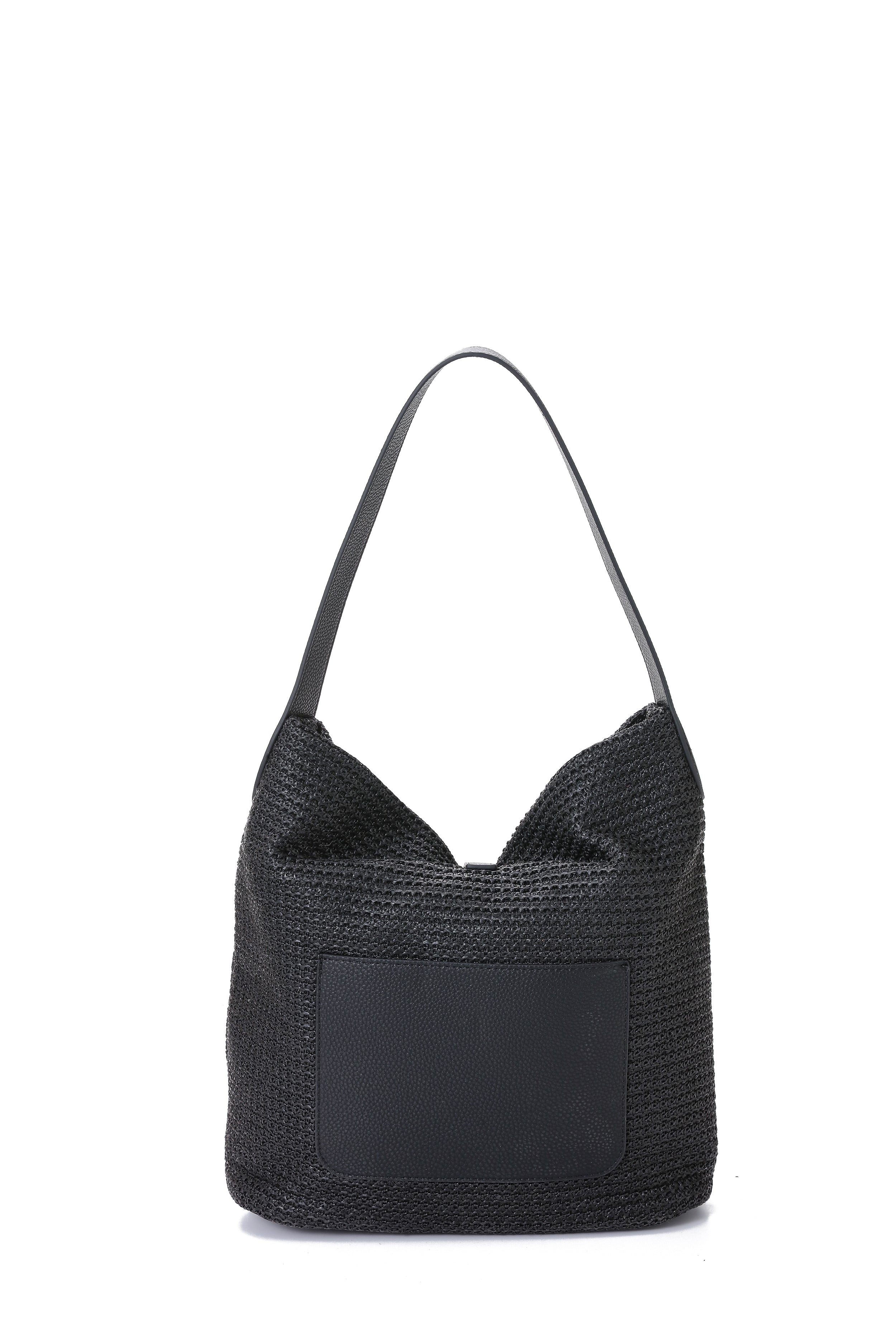 Sandy Black Raffia Shoulder Bag
