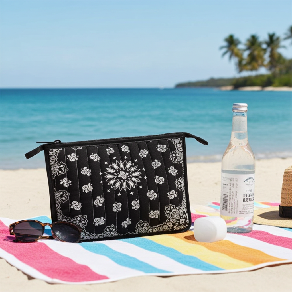 Beau Black Bandana Pouch with Monogram