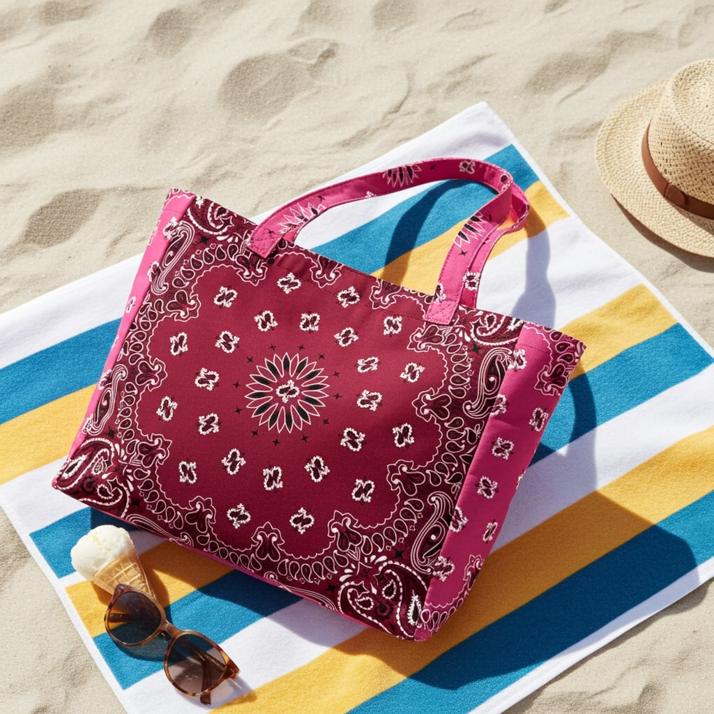 Bailey Burgundy/Pink Bandana Tote