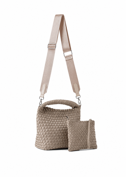 Shelly Taupe Woven Bucket Bag