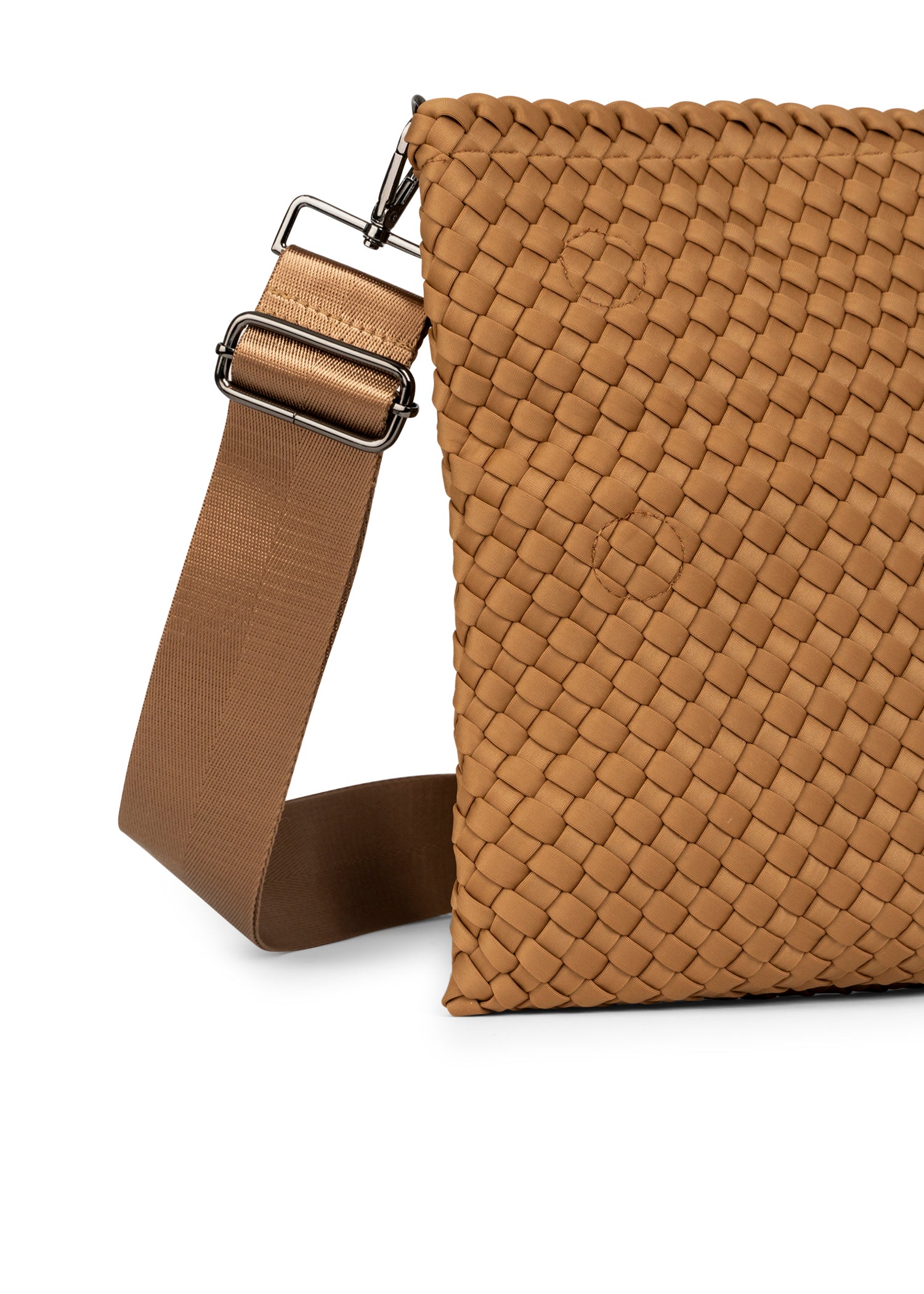 Val Camel Convertible Woven Crossbody