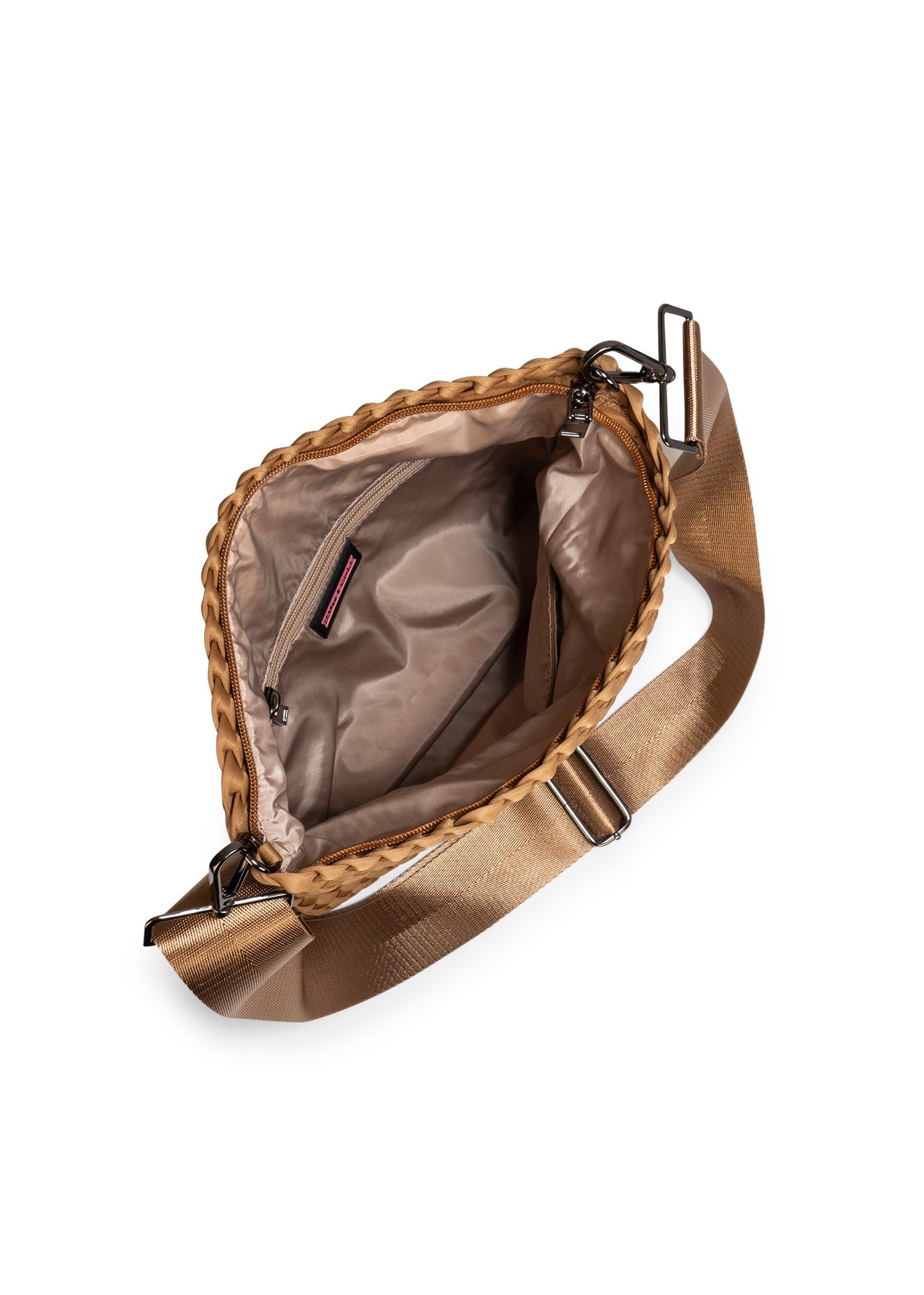 Val Camel Convertible Woven Crossbody