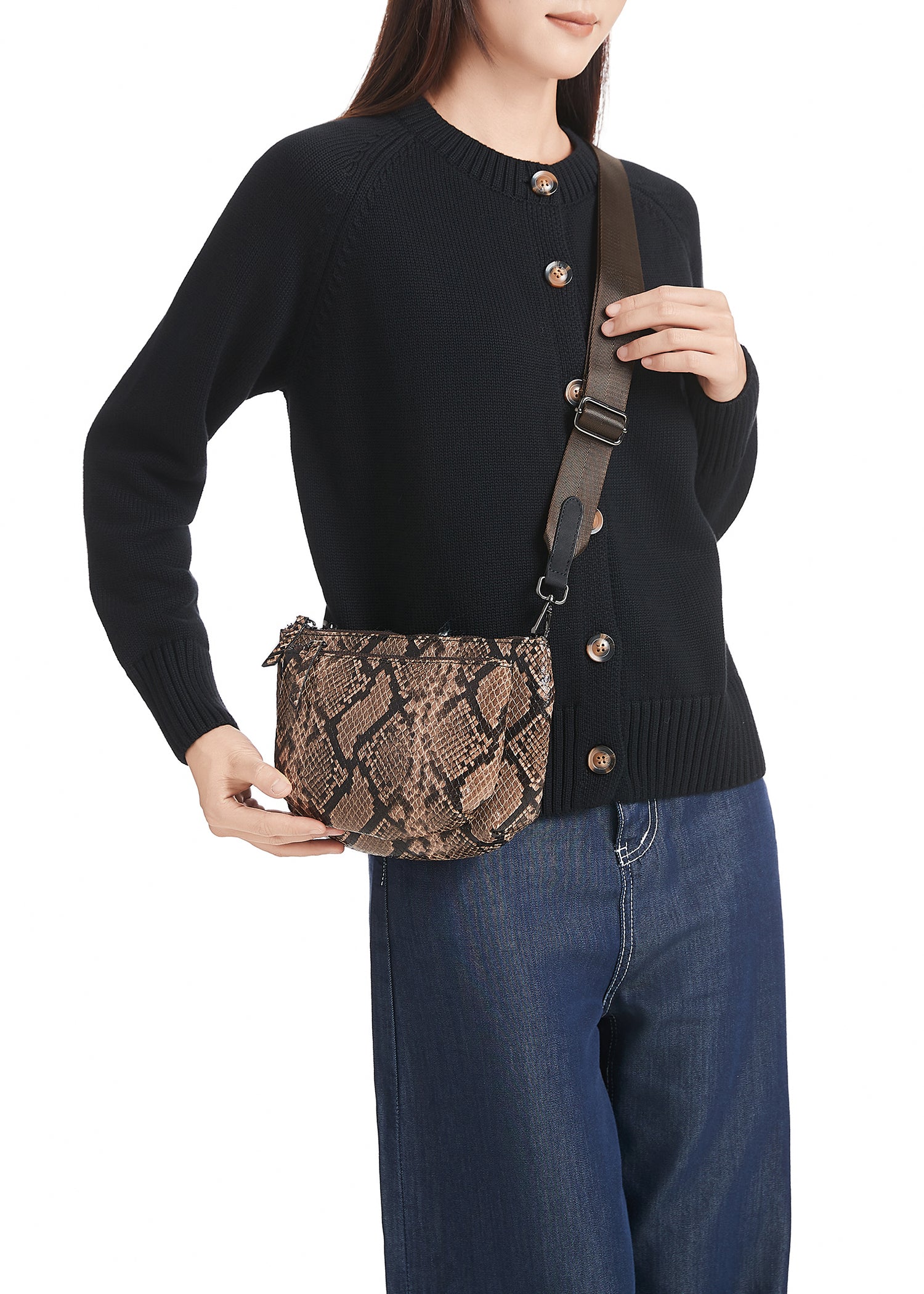 Devon Brown Python Convertible Crossbody - FINAL SALE