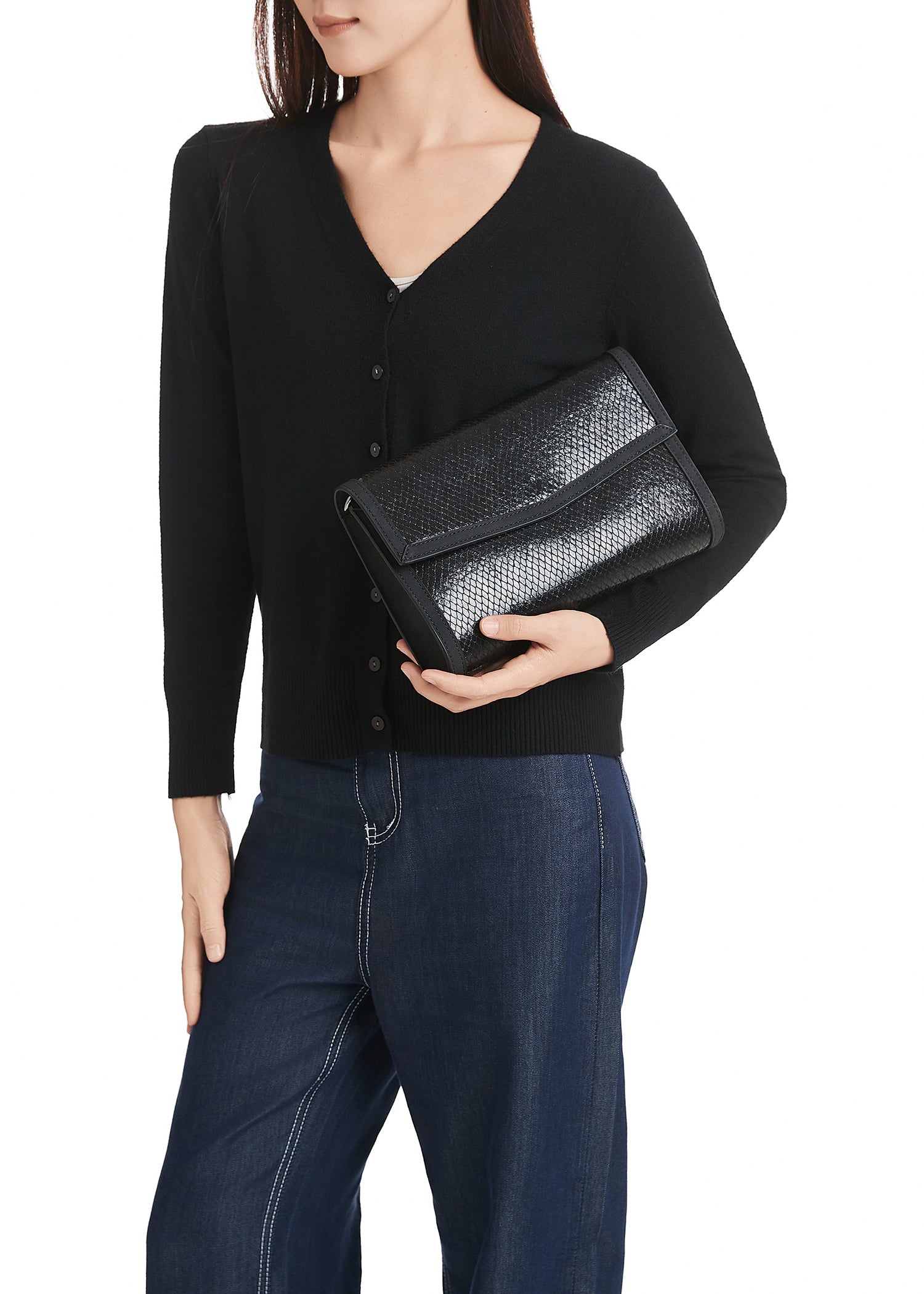 Beth Smoke Snake Clutch - FINAL SALE
