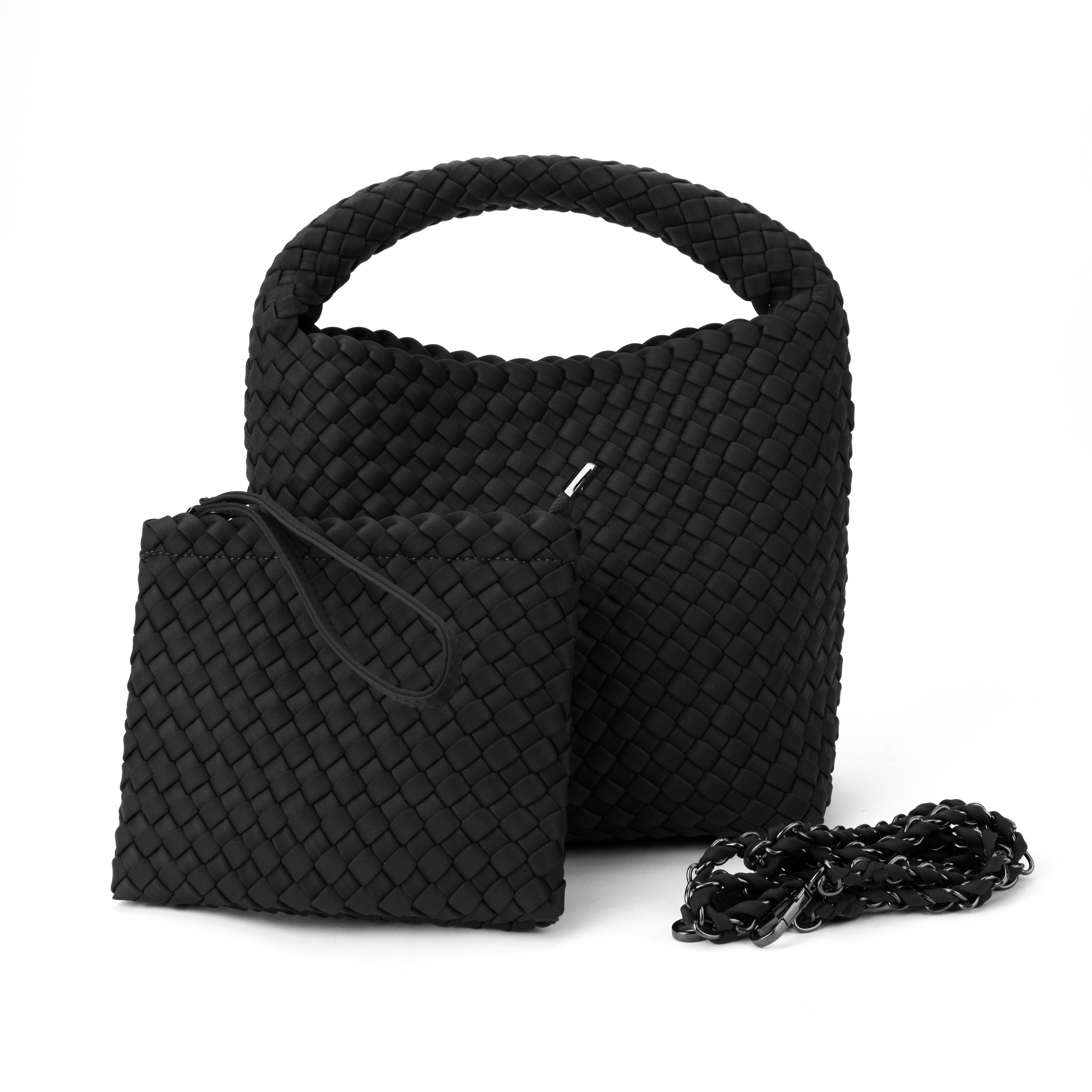 Shelly Woven Bucket Bag- Black PRE ORDER SHIPS 12/1-15