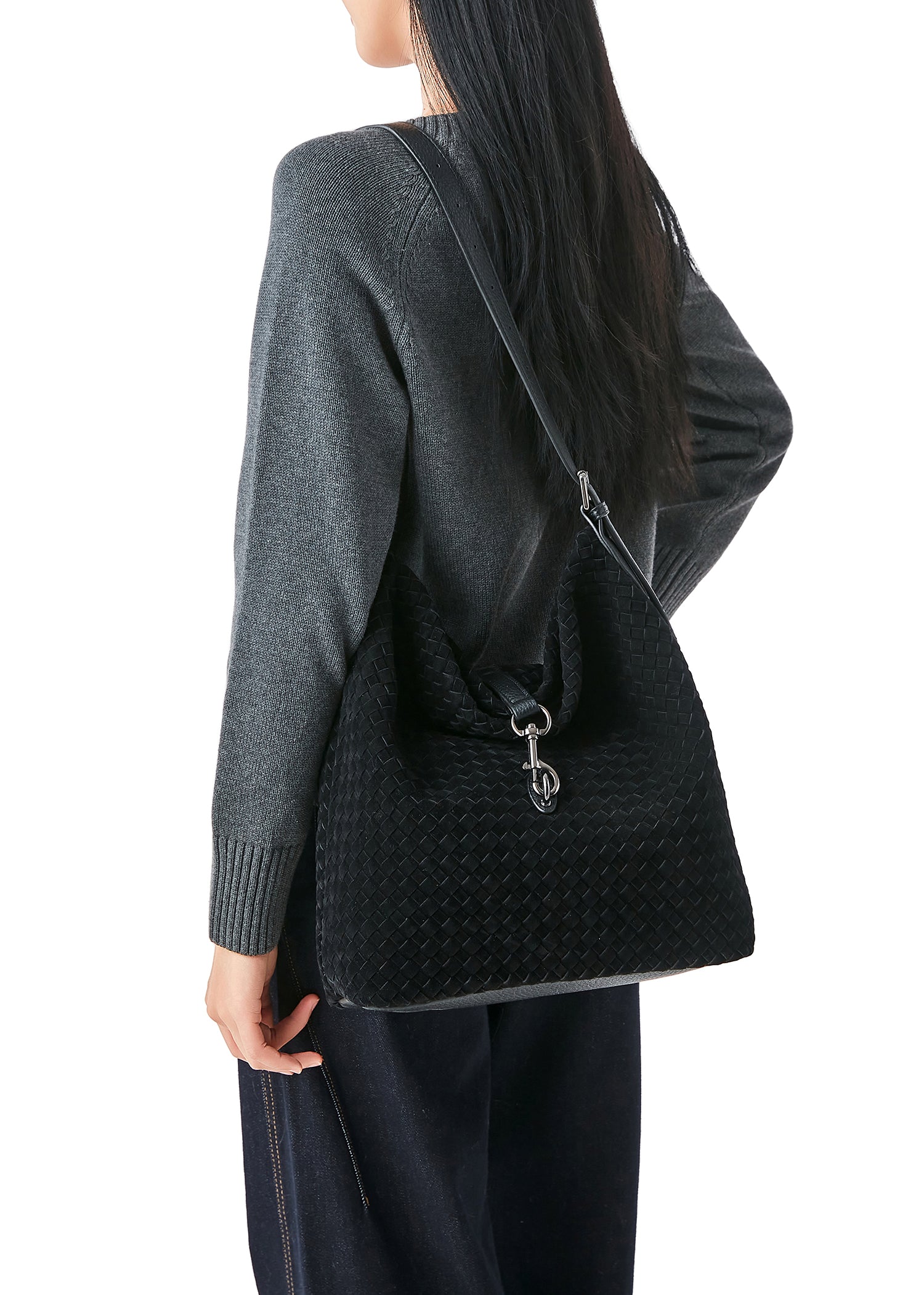 Sandy Woven Black Shoulder Bag