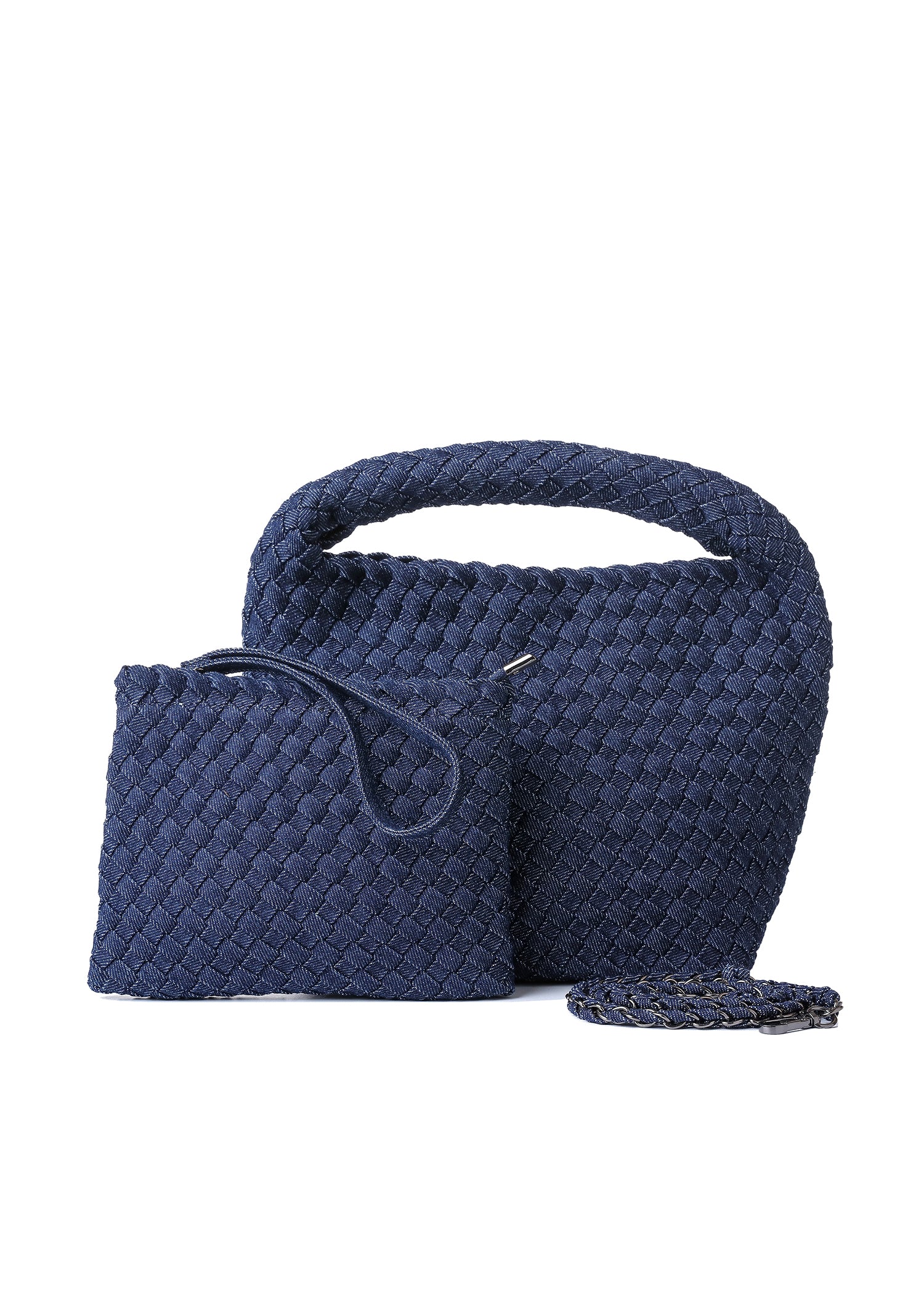 Shelly Indigo Woven Bucket Bag