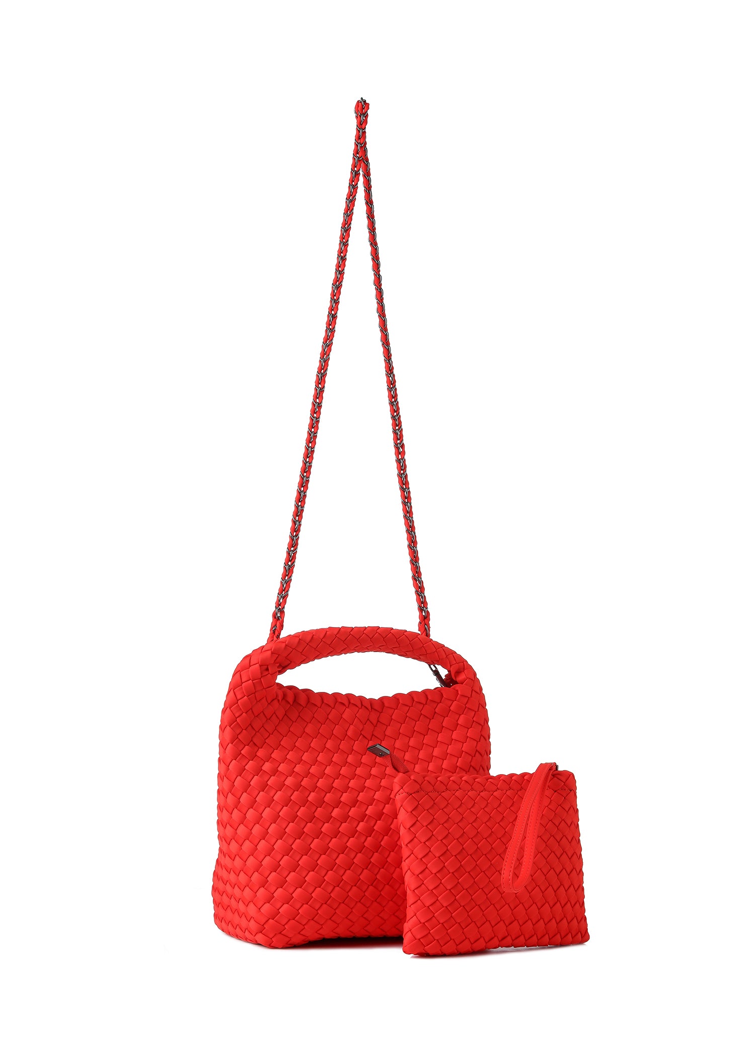 Shelly Poppy Woven Bucket Bag