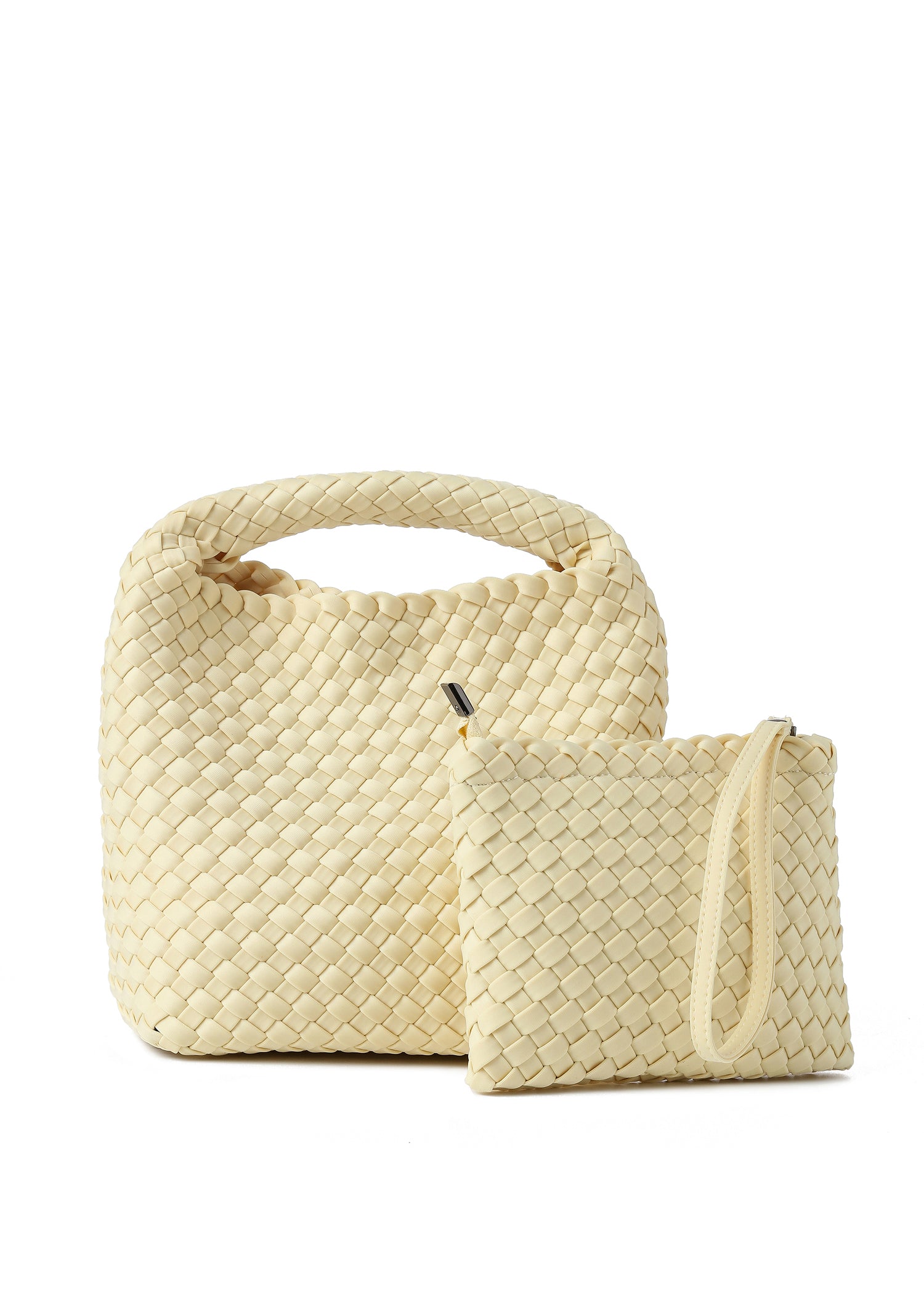 Shelly Butter Woven Bucket Bag