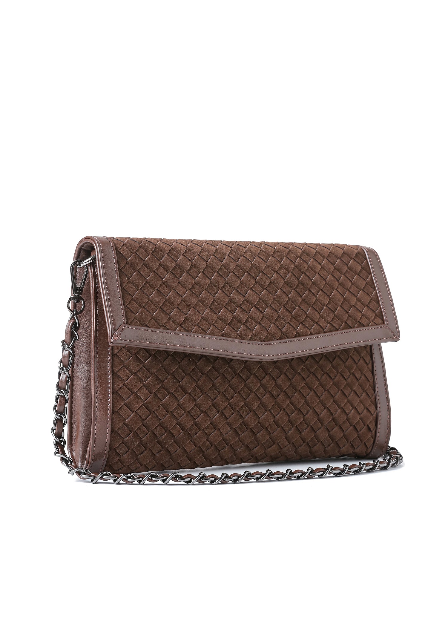 Beth Chocolate Woven Clutch
