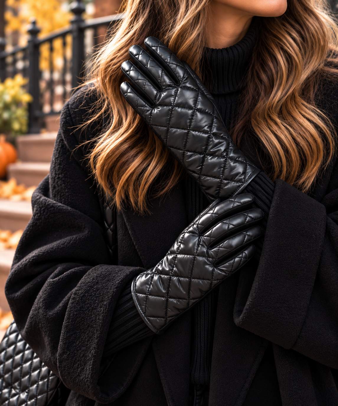 City Black Quilted Puffer Glove