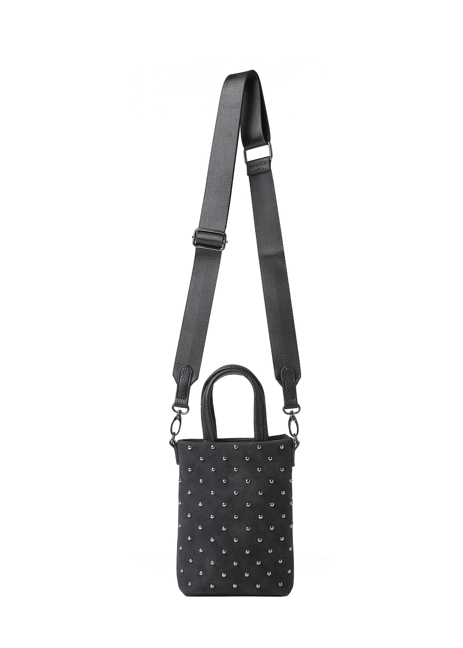 Mila Black Studded Suede Phone Crossbody Bag