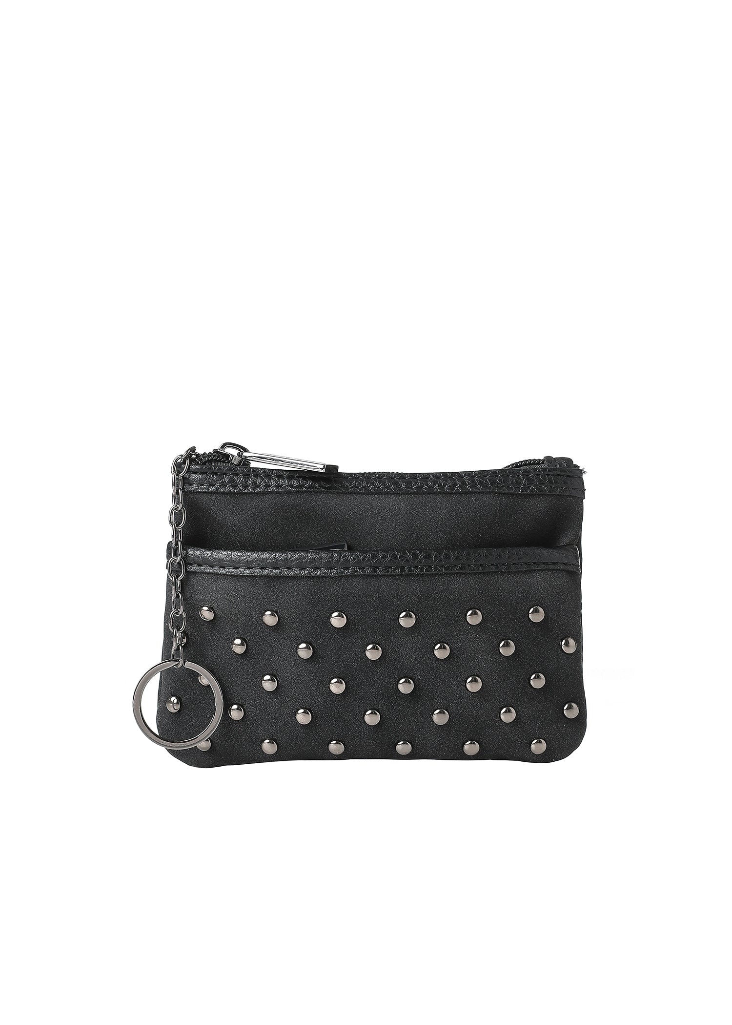 Max Black Studded Suede Card Case