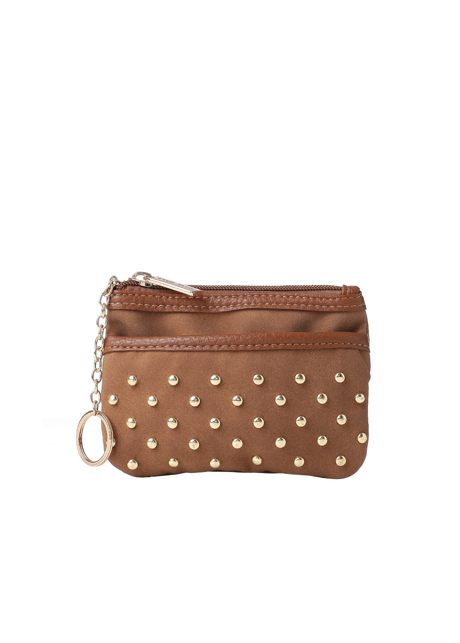 Max Saddle Studded Suede Card Case