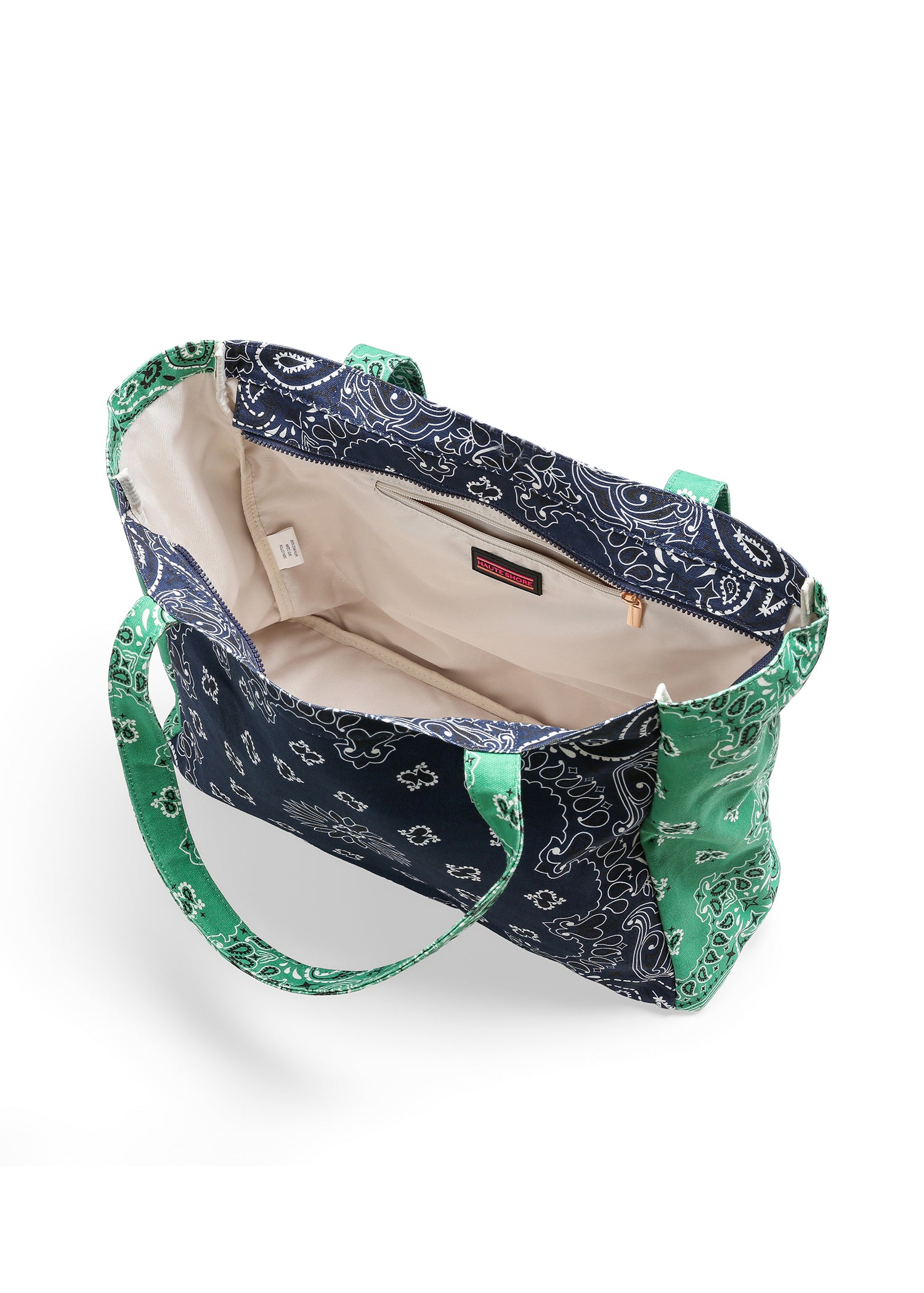 Bailey Navy/Green Bandana Tote with MONOGRAM
