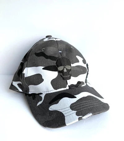 Gray Camo/Black Skull Boardwalk Baseball Cap