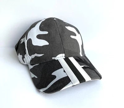 Gray Camo/Black & White Stripe Boardwalk Baseball Cap