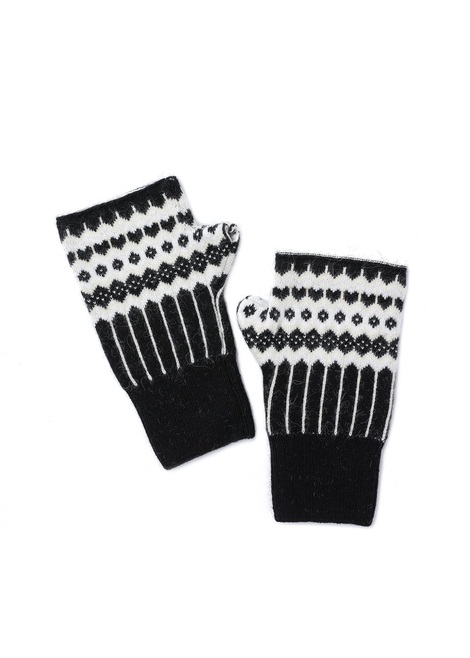 Fair Isle Fingerless Glove Black