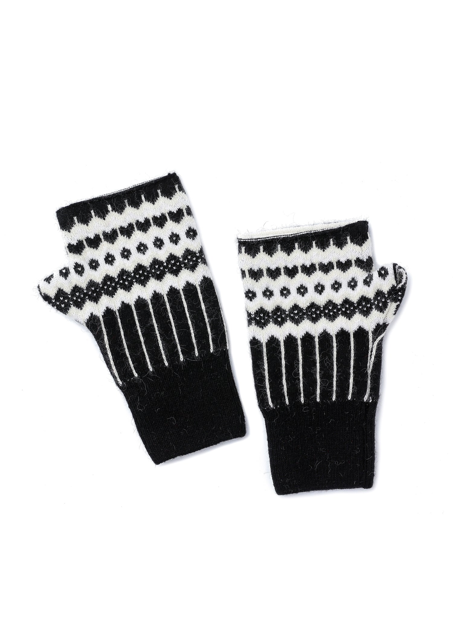 Fair Isle Fingerless Glove Black