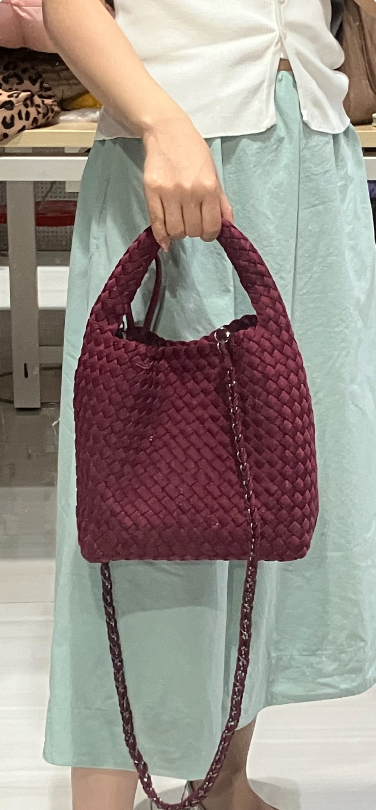 Shelly Woven Bucket Bag- Chocolate PRE ORDER SHIPS 12/1-15