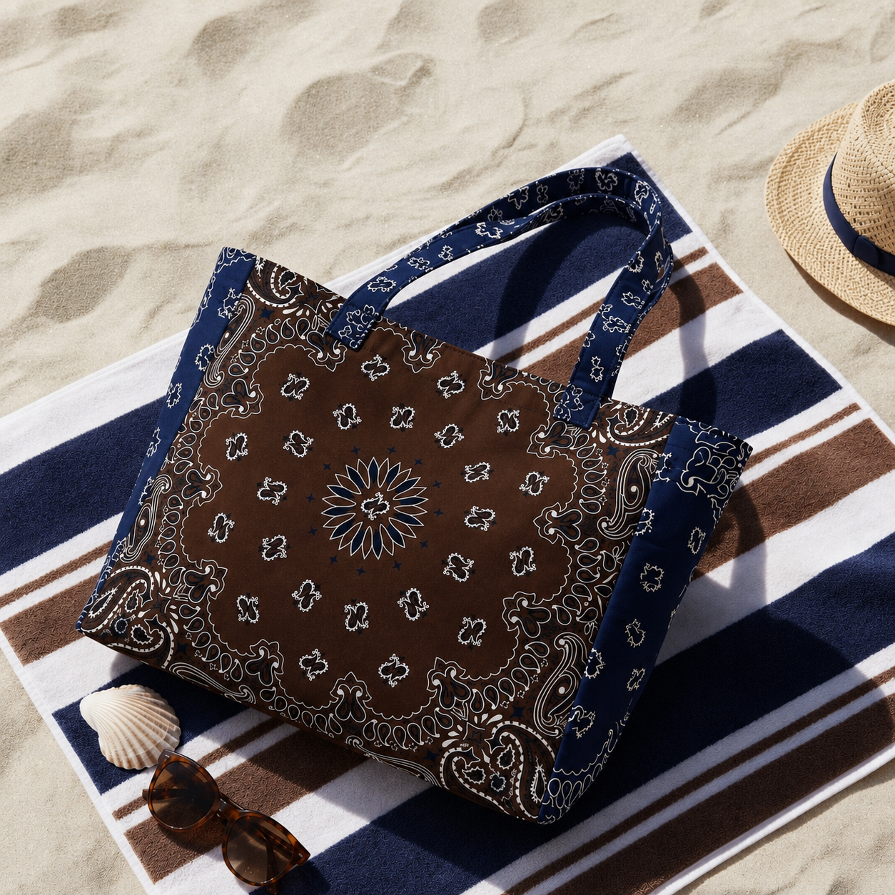 Bailey Brown/Navy Bandana Tote