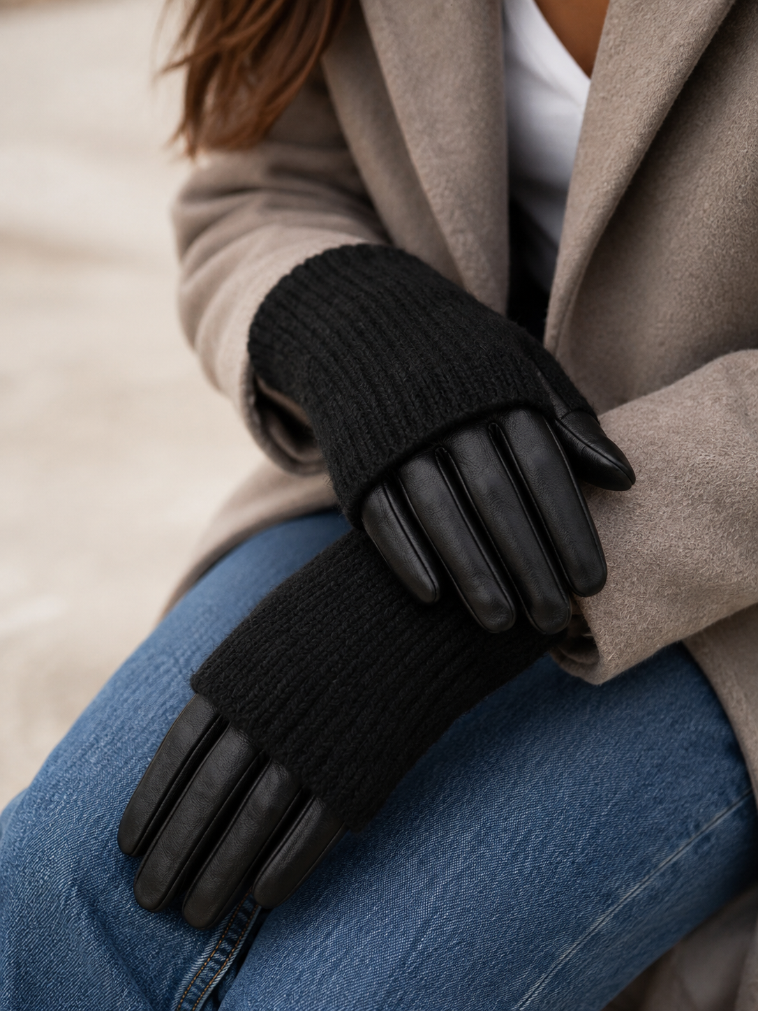 Brooklyn Leather/Black Knit Glove