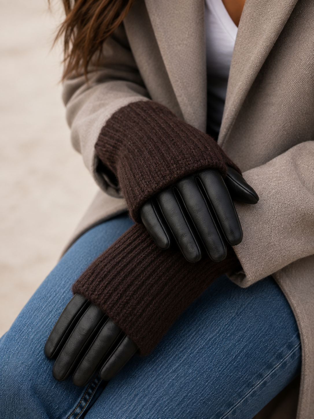 Brooklyn Leather/Brown Knit Glove