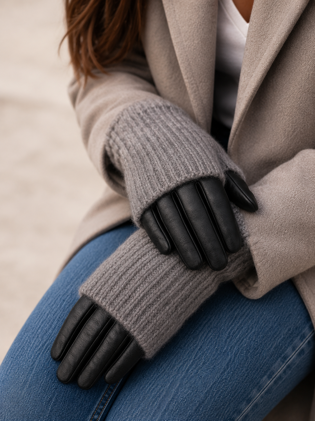 Brooklyn Leather/Heather Knit Glove