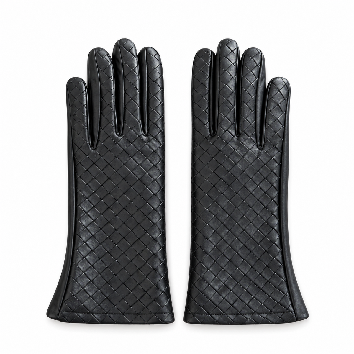 Plaza Black Woven Vegan Leather Glove
