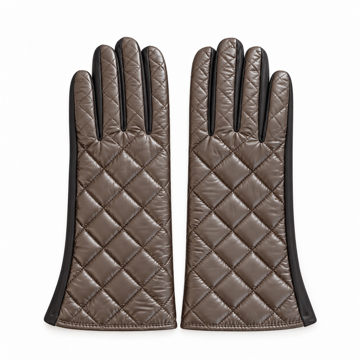 City Brown Quilted Puffer Glove