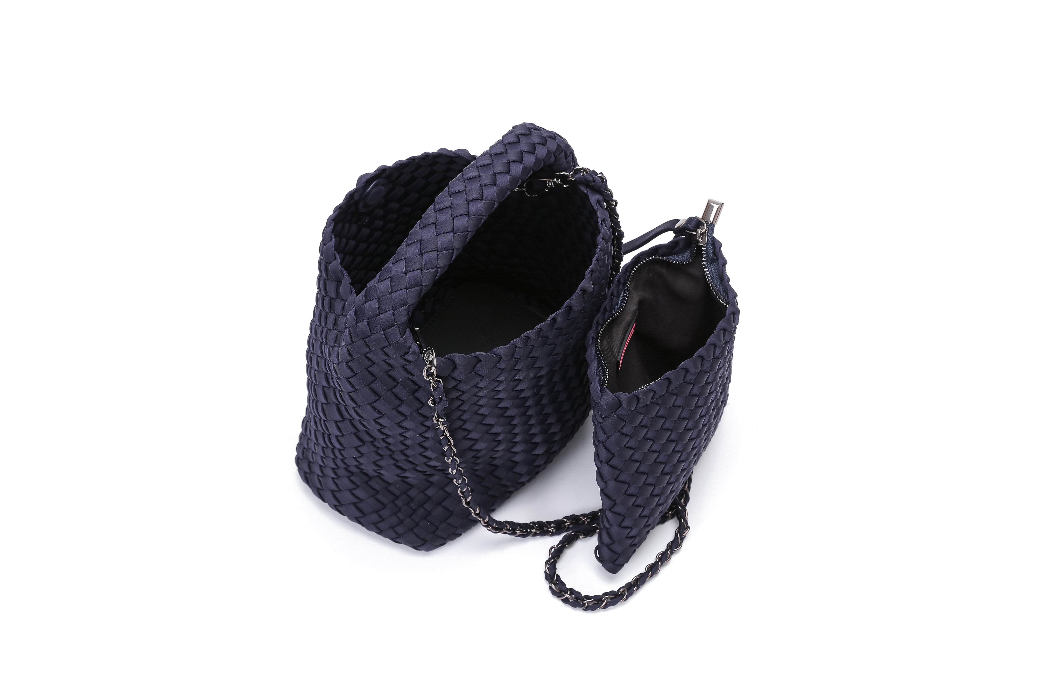 Shelly Navy Woven Bucket Bag