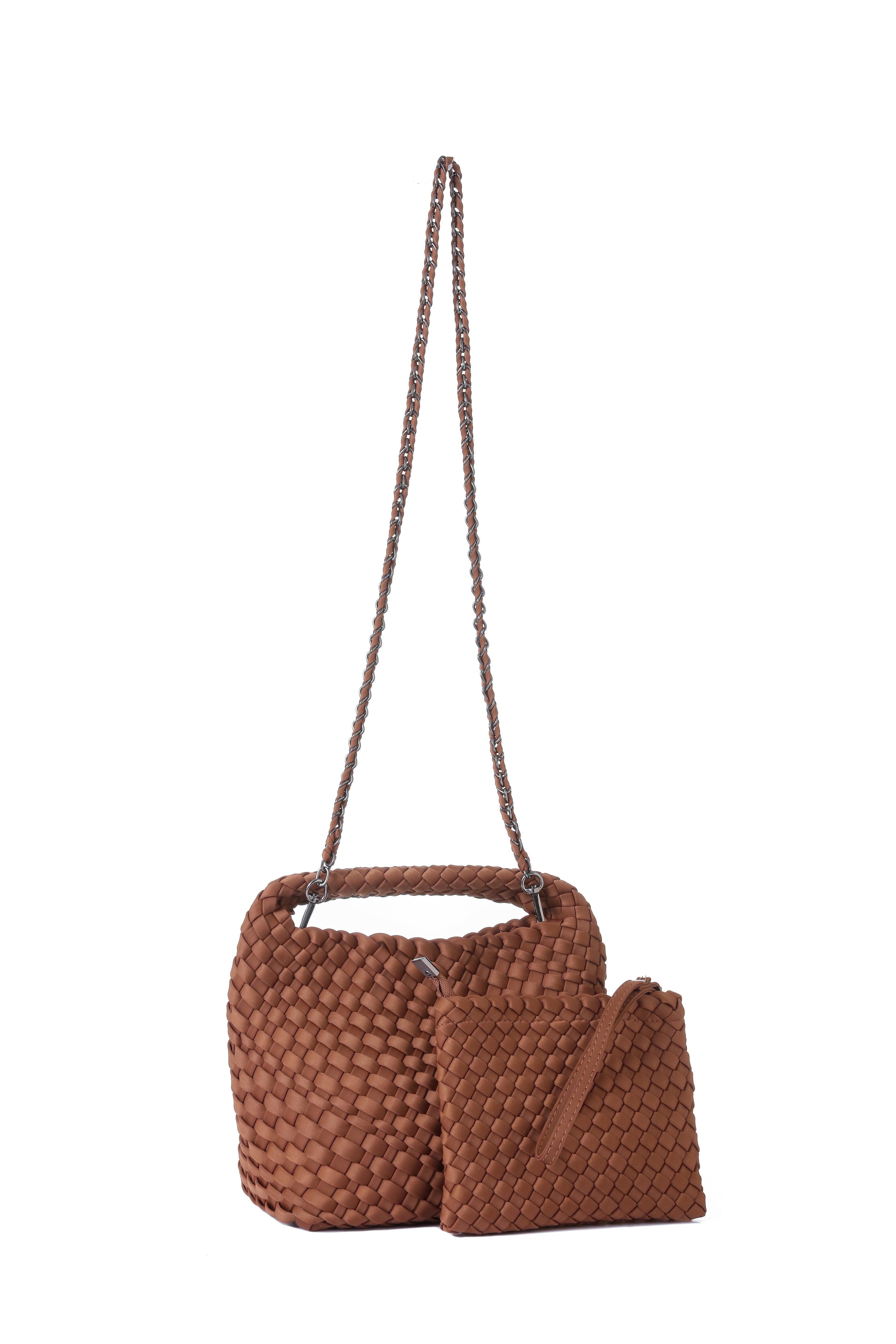 Shelly Walnut Woven Bucket Bag PRE-ORDER SHIP 3/15