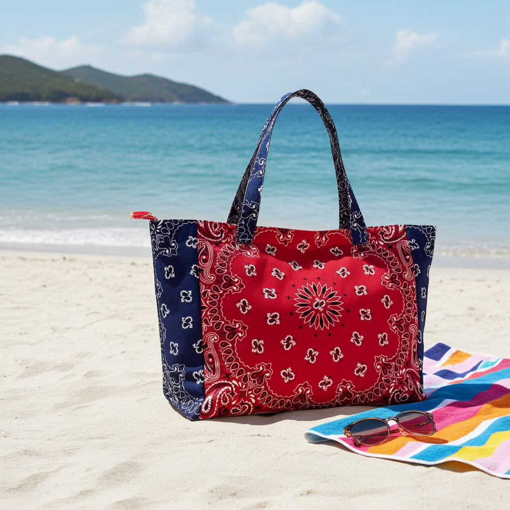 Bailey Red/Navy Bandana Tote